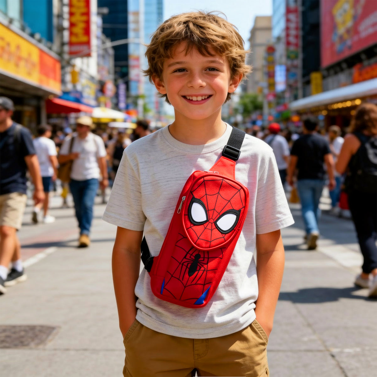 Spider-Man 3D Character Crossbody Sling Bag With Adjustable Strap