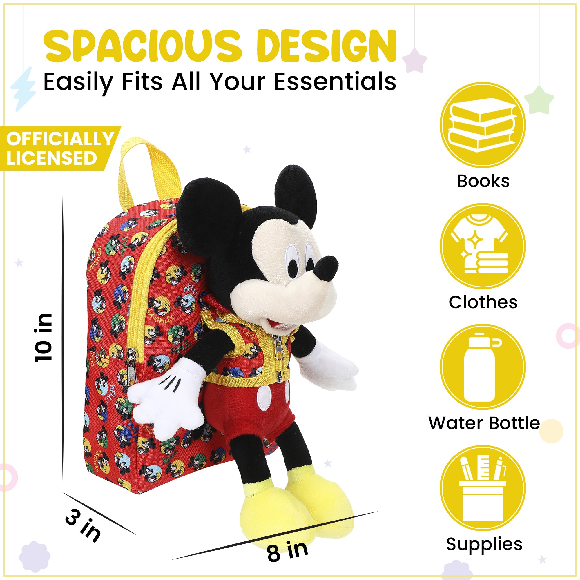 Disney Mickey Mouse Preschool Plush Mickey & 10" Backpack