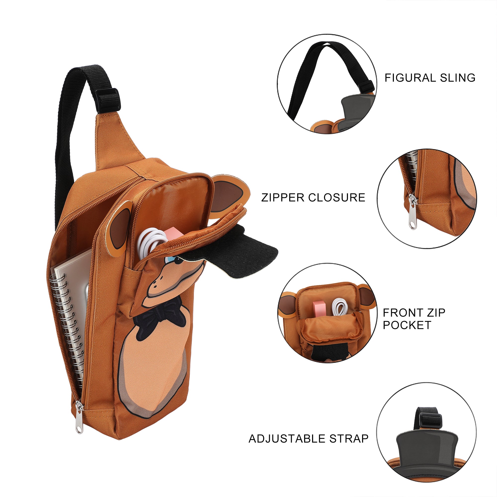 Five Nights at Freddy’s Freddy Fazbear Crossbody Sling Bag With Adjustable Strap