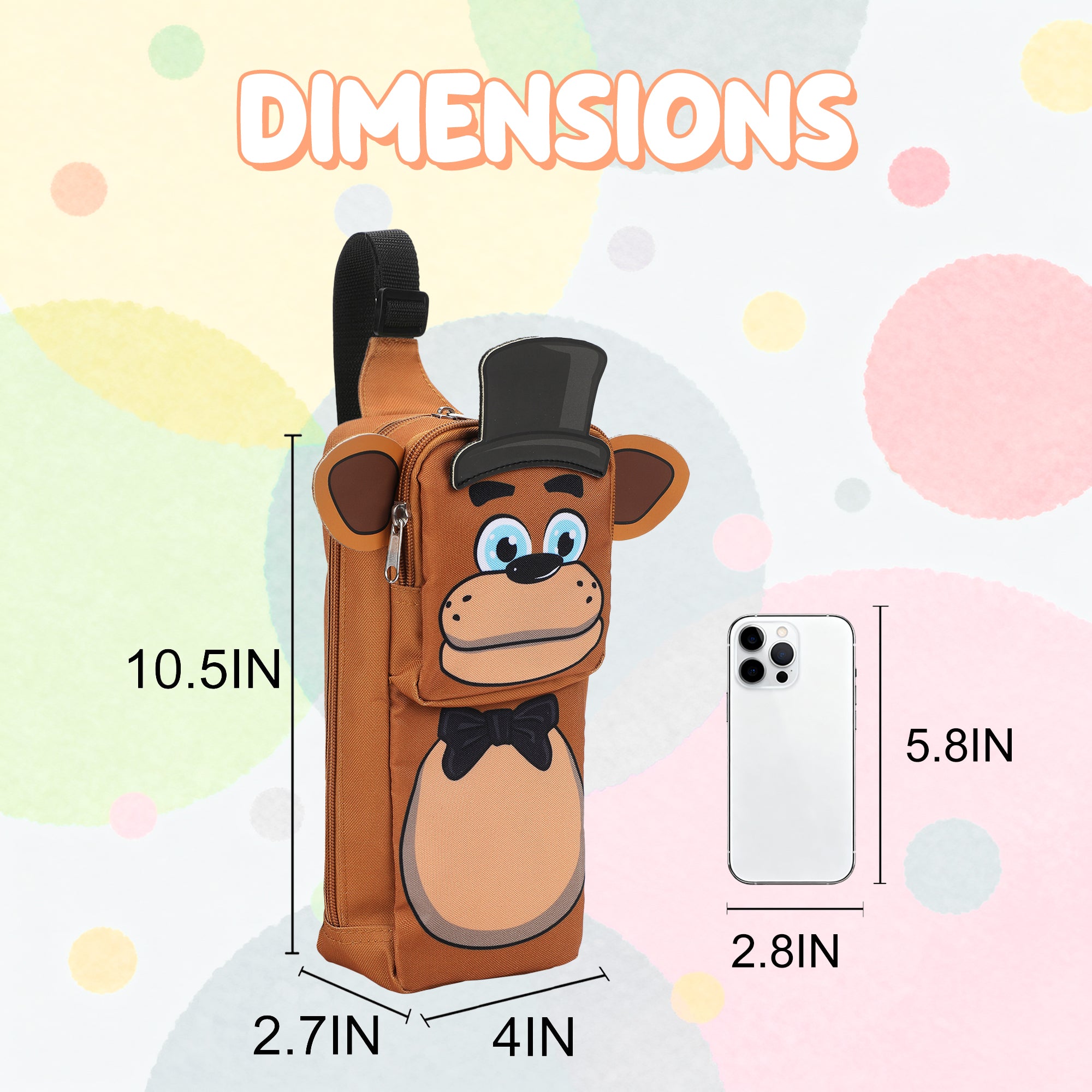 Five Nights at Freddy's Freddy Fazbear Crossbody Sling Bag With Adjustable Strap