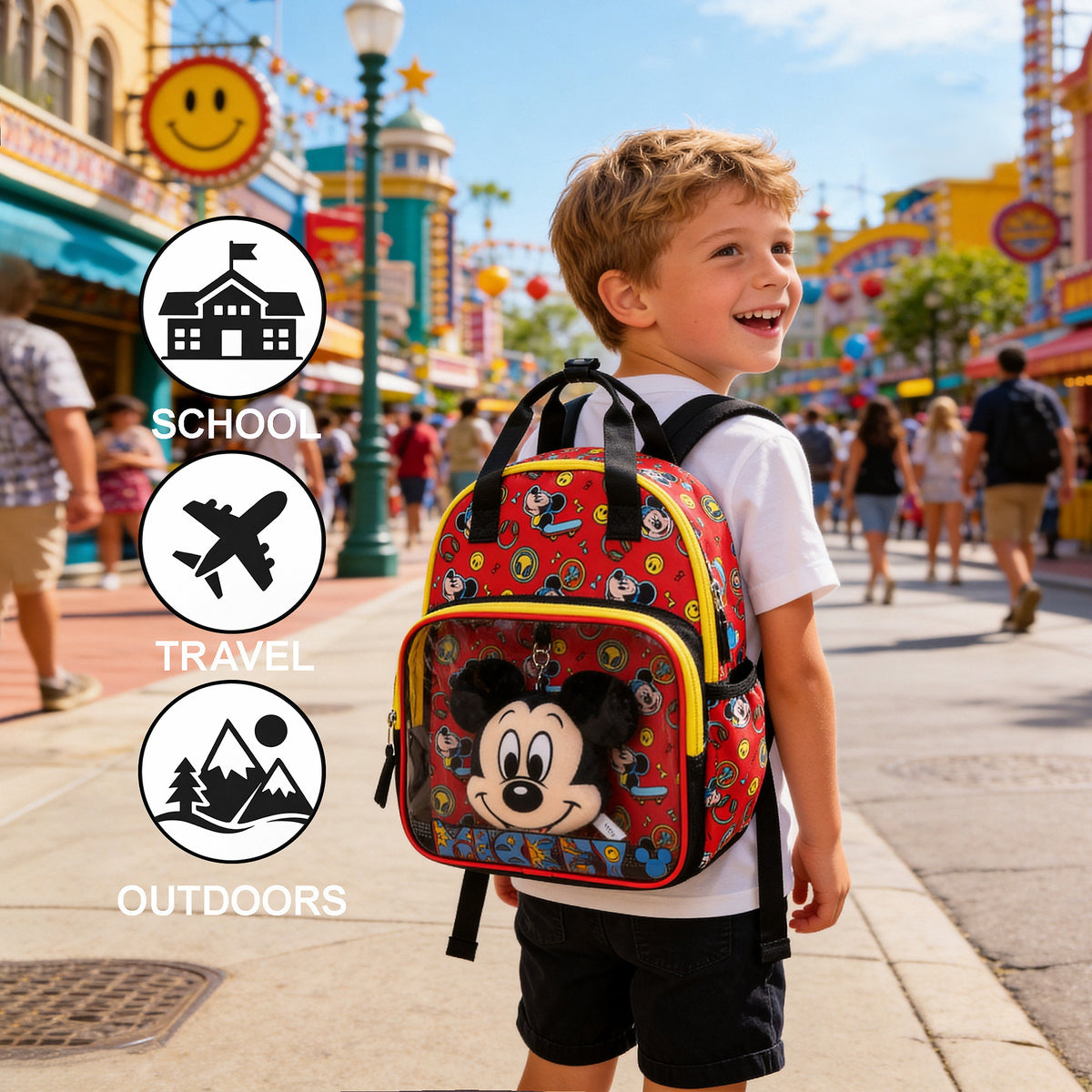 Mickey Mouse Classic Mini 11" Backpack for Kids Red/Black