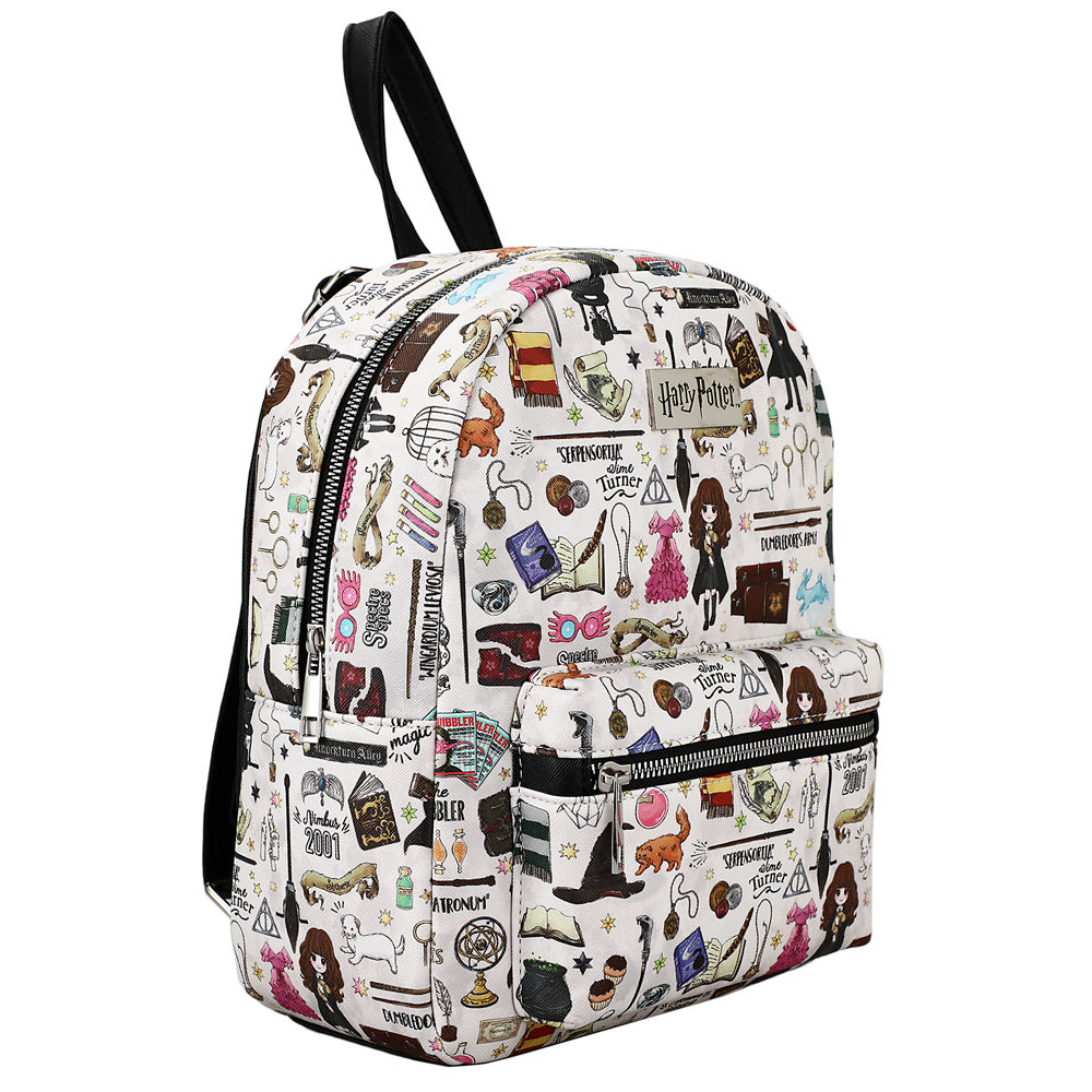 Harry Potter Hogwarts Chibi Characters & Icons All Over Print White Mini Backpack