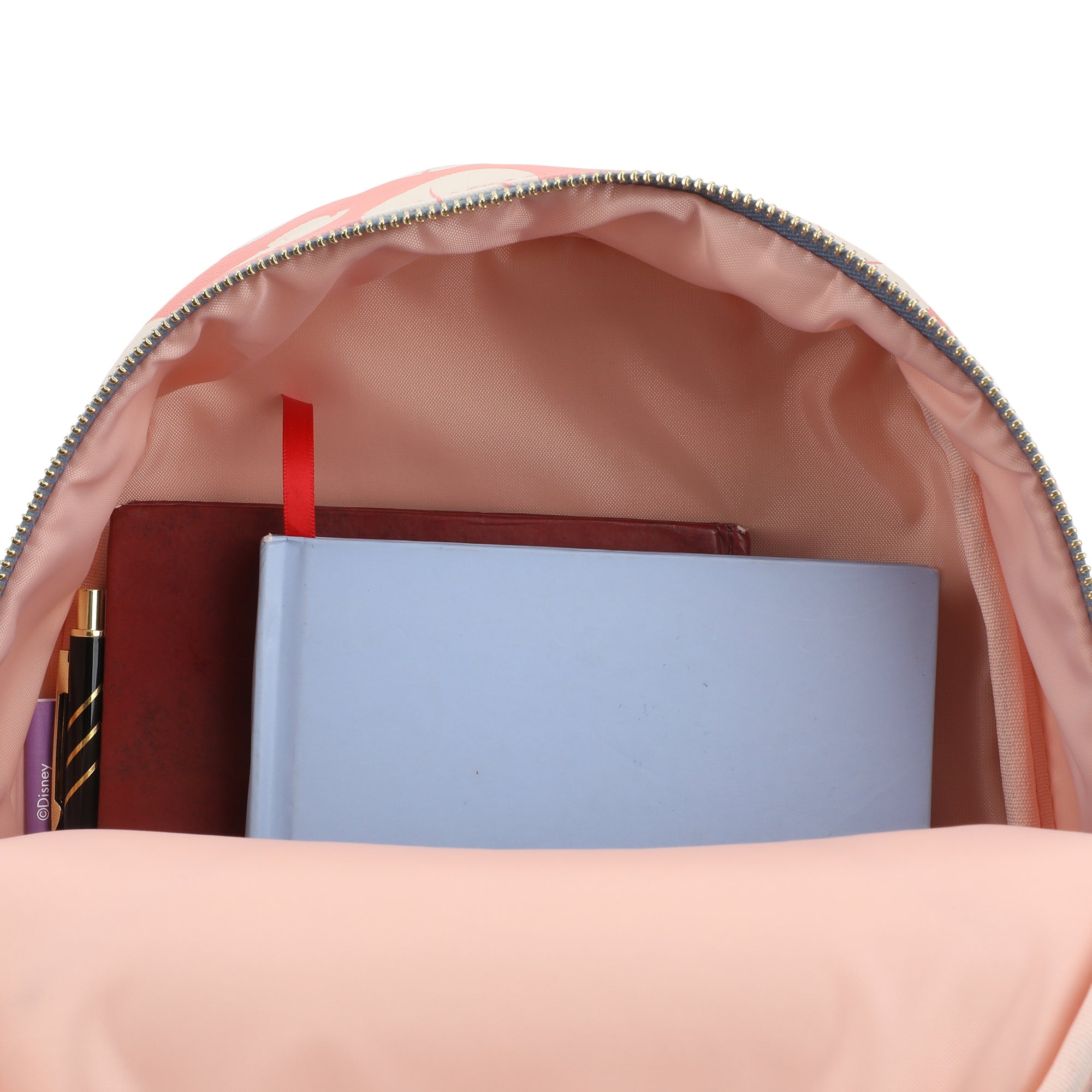 Disney Stitch Applique Character Head Pink Dress Pattern 10.6" Mini Backpack