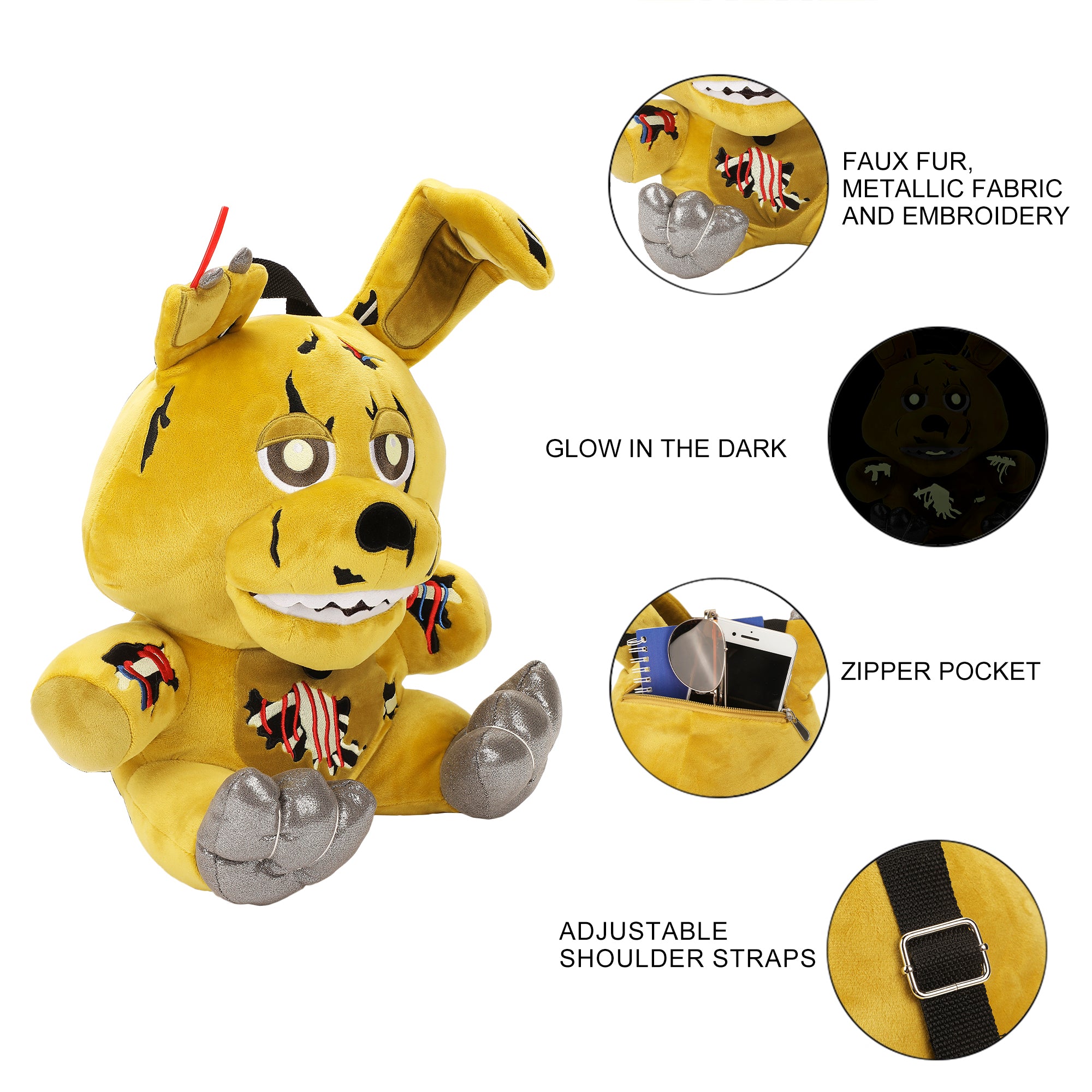 Five Nights at Freddy’s Springtrap Plush Mini Backpack with Glow-in-the-Dark Details