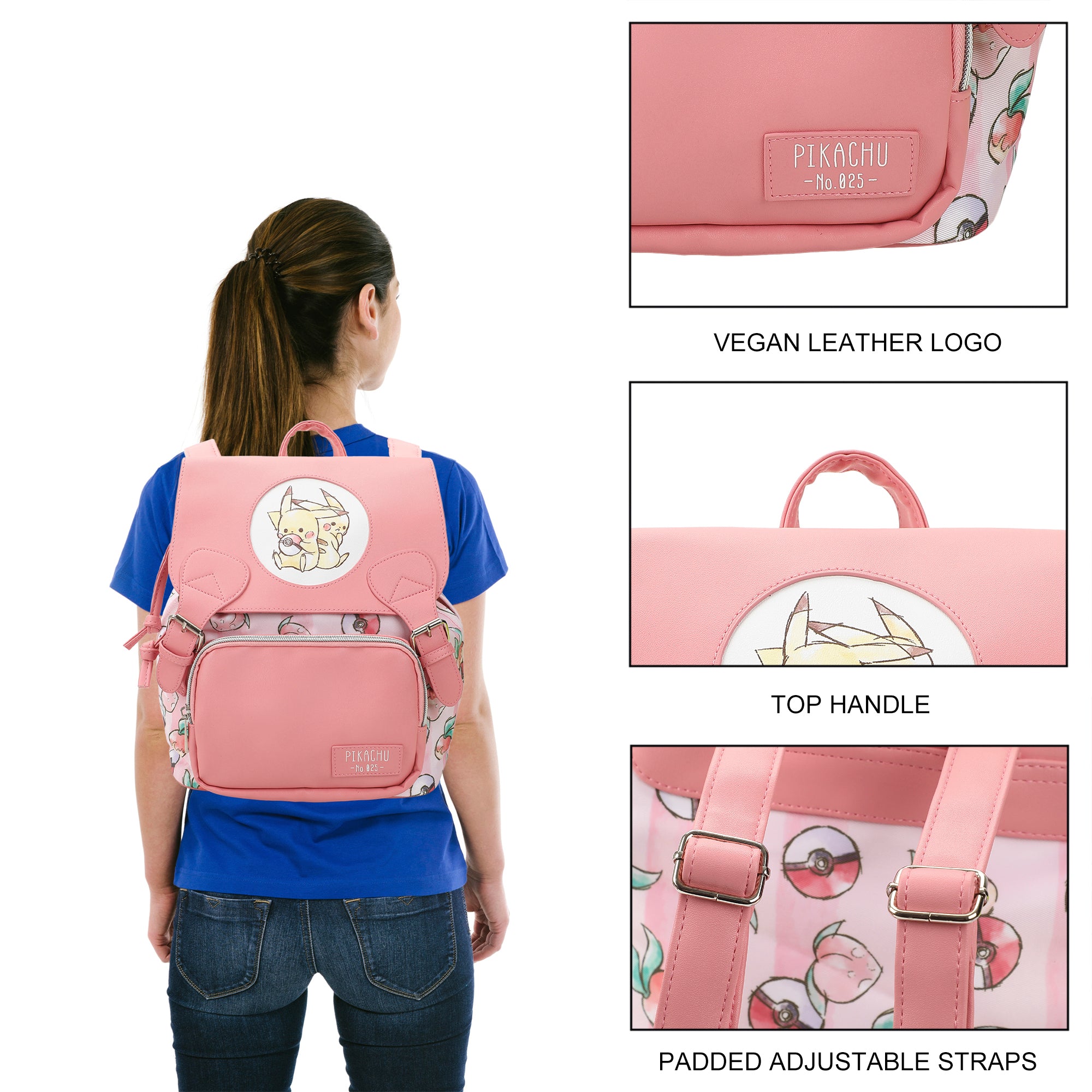 Pokémon Pikachu & Poké Balls Pink 10" Adult Mini Rucksack