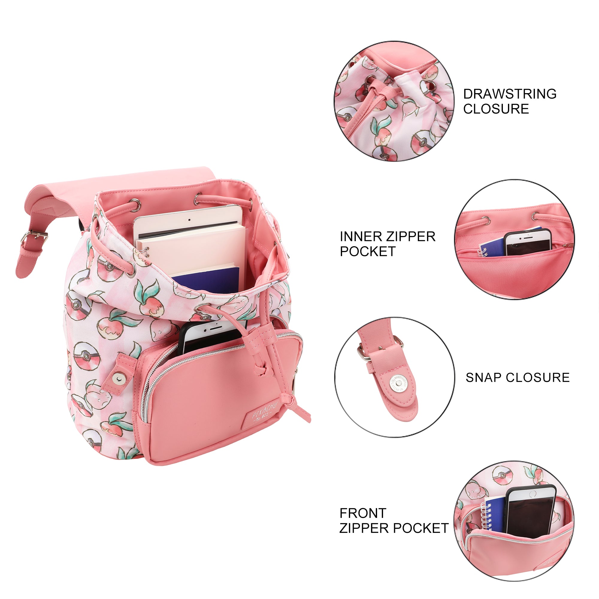 Pokémon Pikachu & Poké Balls Pink 10" Adult Mini Rucksack