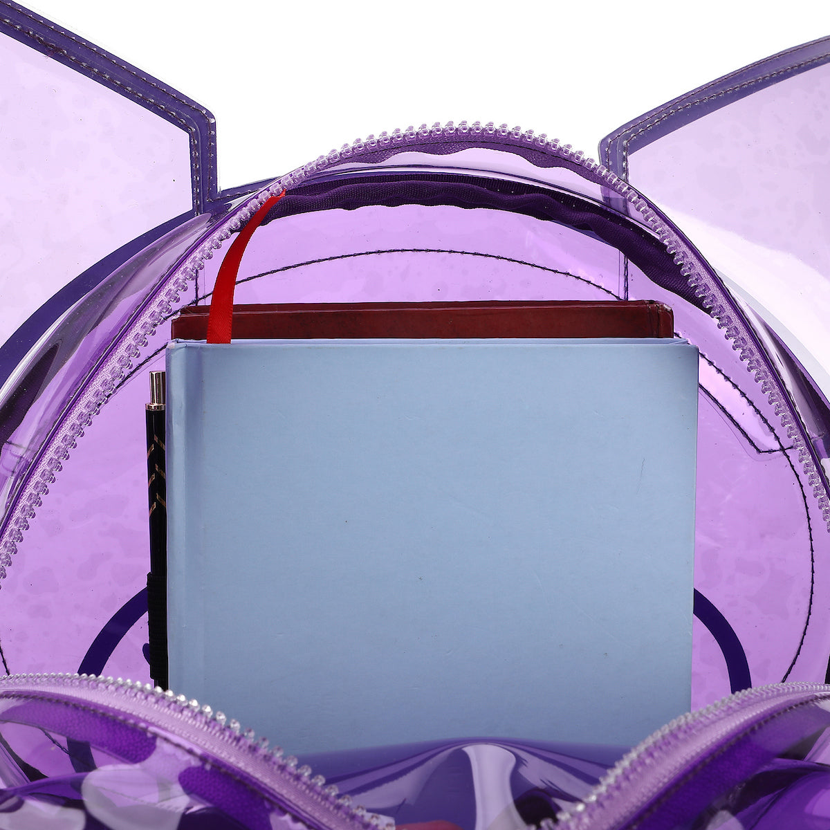 Kuromi Character Head Adult Clear Purple PVC 12" Mini Backpack
