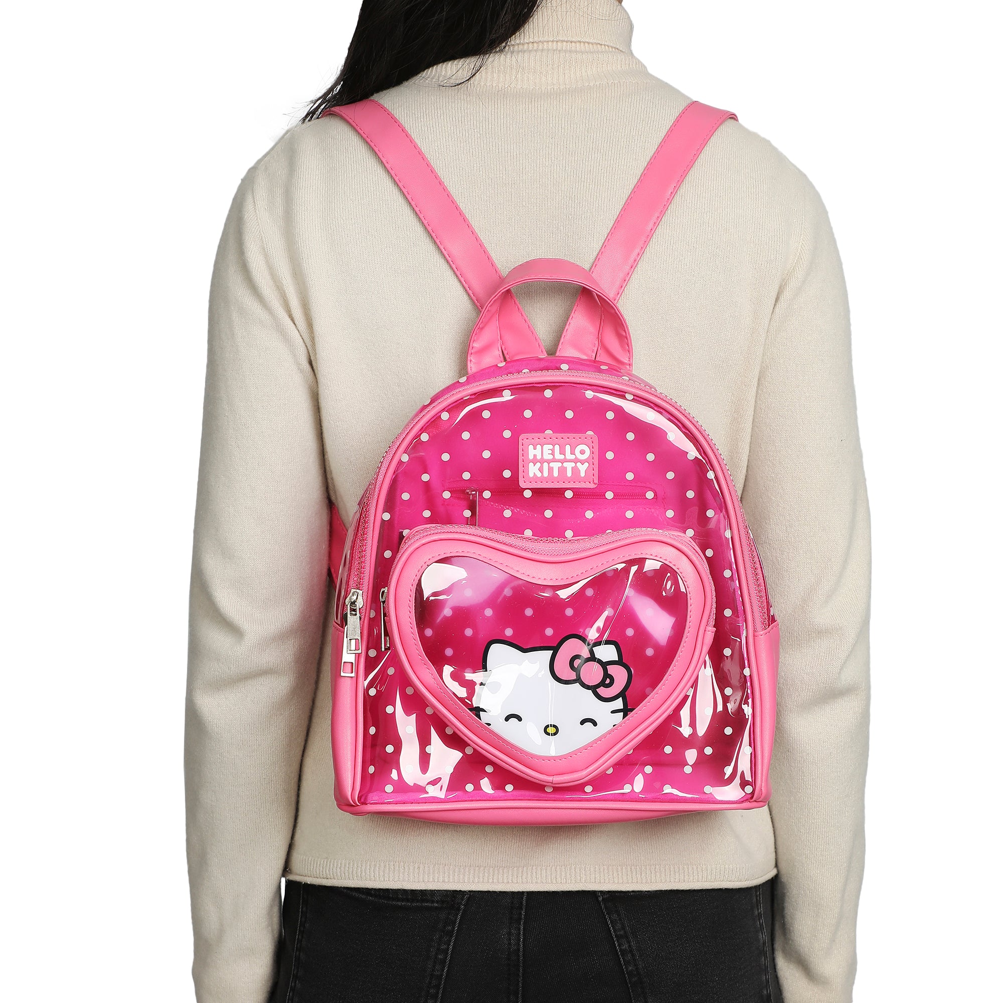 Hello Kitty Heart 10" Pink Polka Dot Women's Mini Backpack