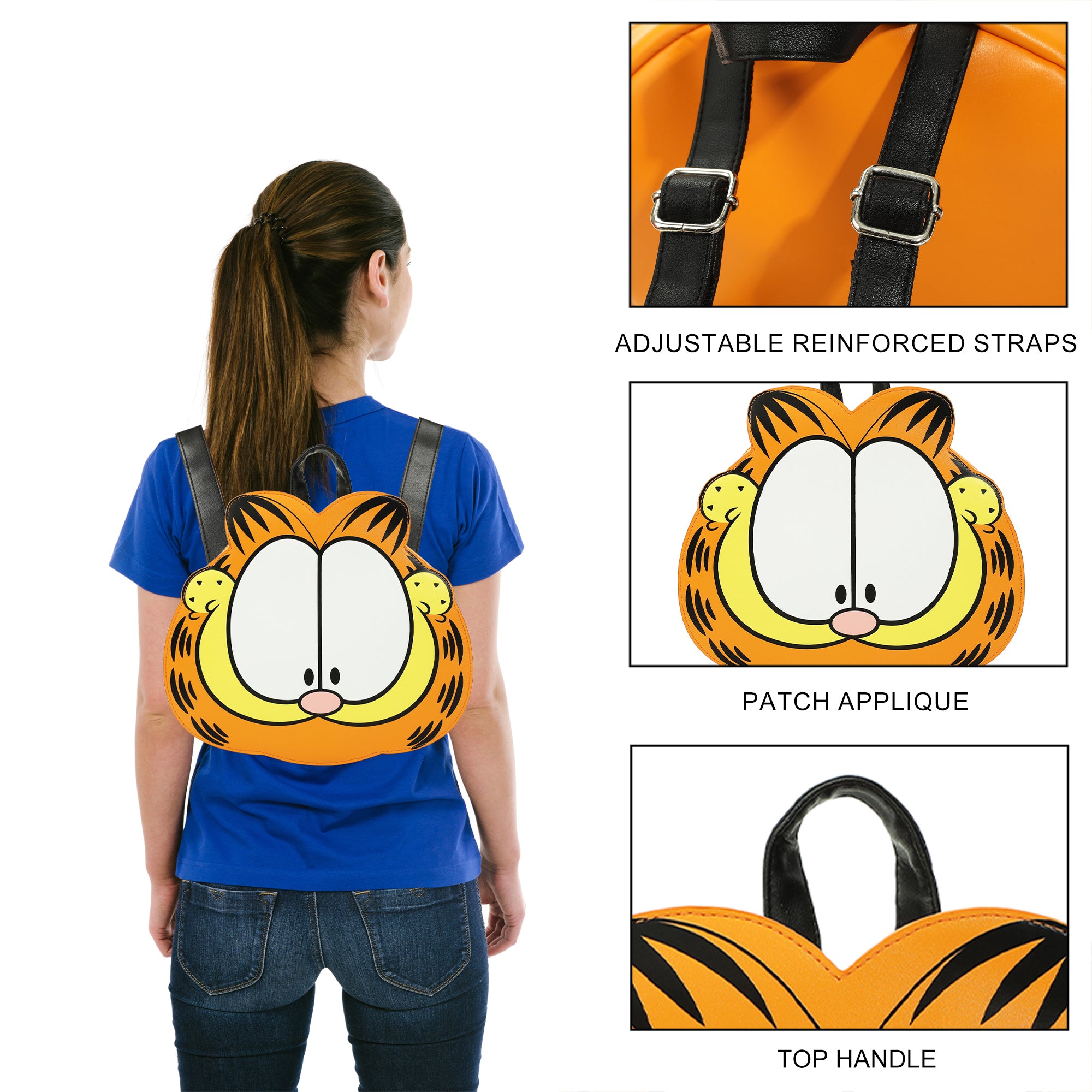 Garfield Character Head Orange 9" Adult Mini Novelty Backpack