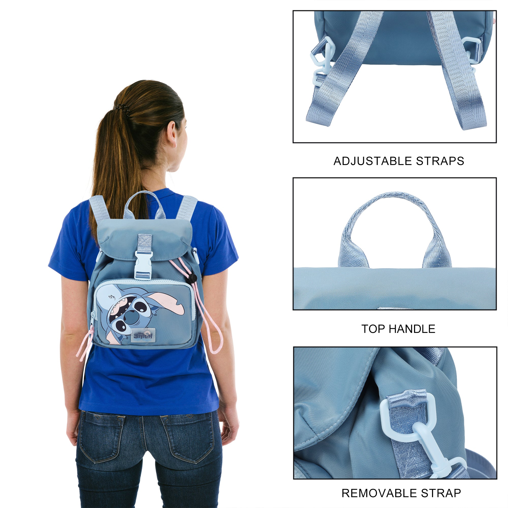 Lilo & Stitch Upside-Down Stitch Blue 8" Mini Backpack