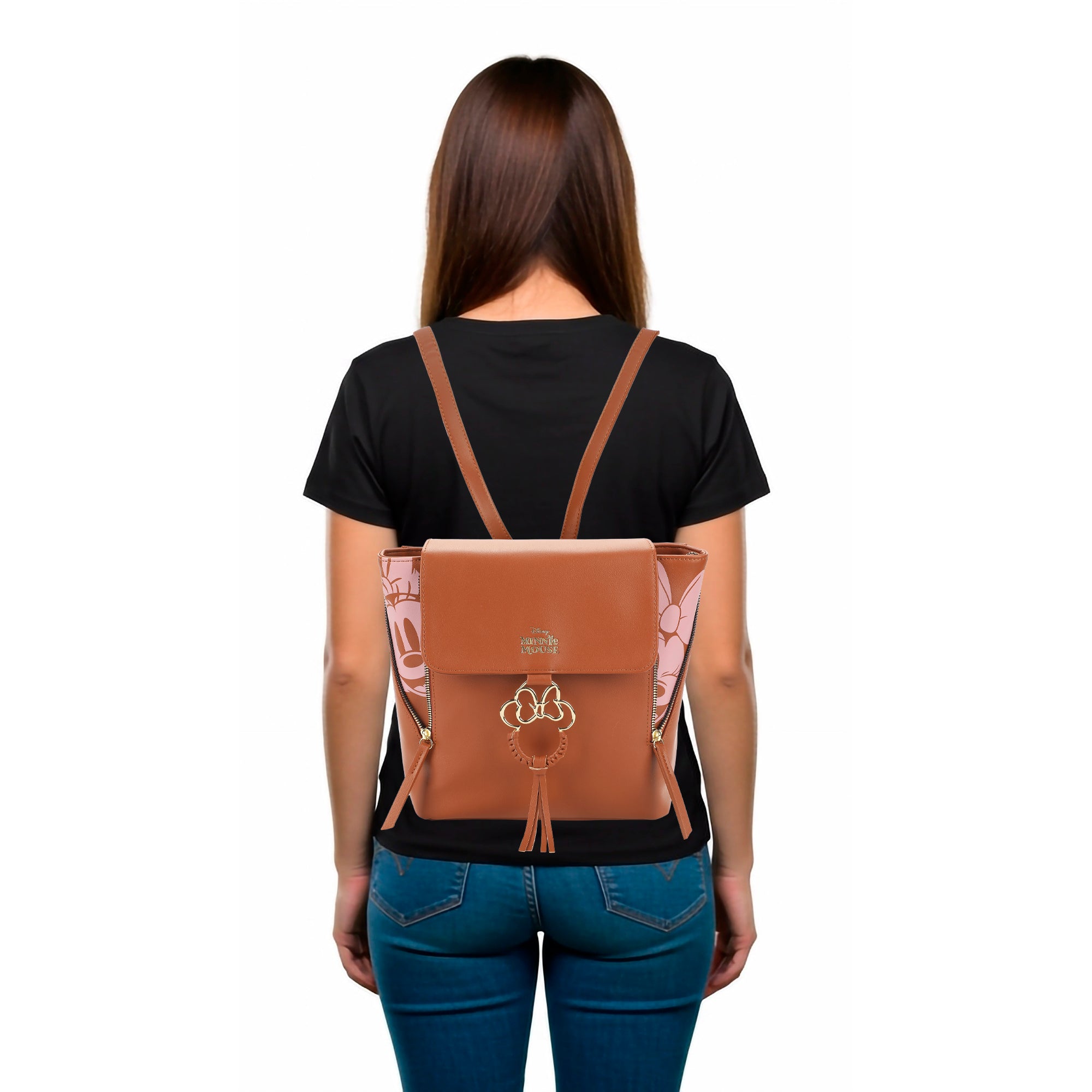 Disney Minnie Mouse Classic Faux Leather Mini Backpack with Bow Accent and Polka Dot Lining