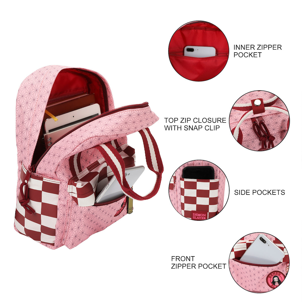 demon slayer backpack mini Demon Slayer Logo Canvas Women's Pink Mini Backpack – Bioworld
