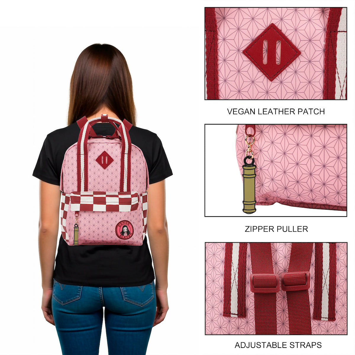 demon slayer mini backpacks Demon Slayer Logo Canvas Women's Pink Mini Backpack – Bioworld
