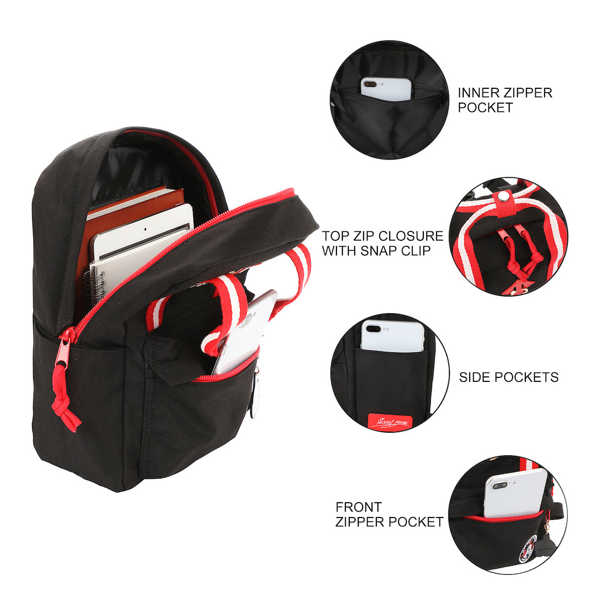 Disney Mickey Mouse Logo Cotton Canvas Women's Black Mini Backpack