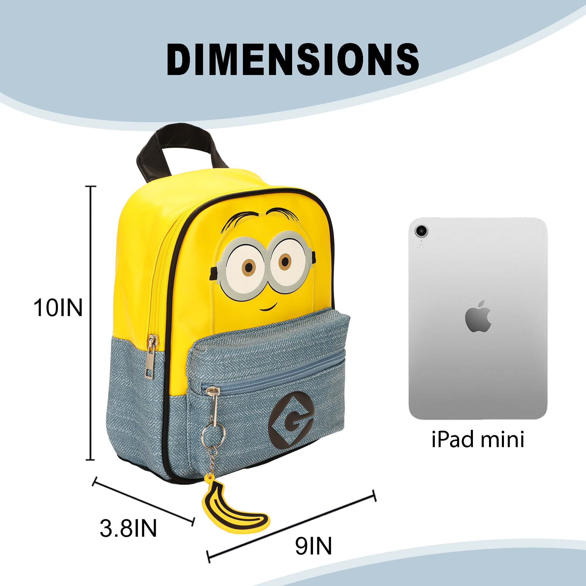 Minions Big Face Women's 11" Mini Backpack with Banana Charm for Fans