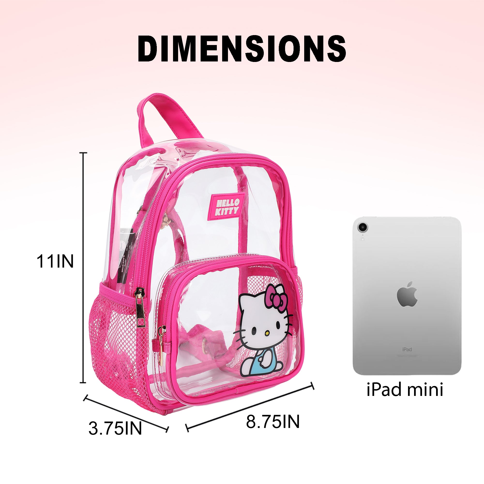 Hello Kitty Sitting Character Adult 11" Clear Mini Backpack