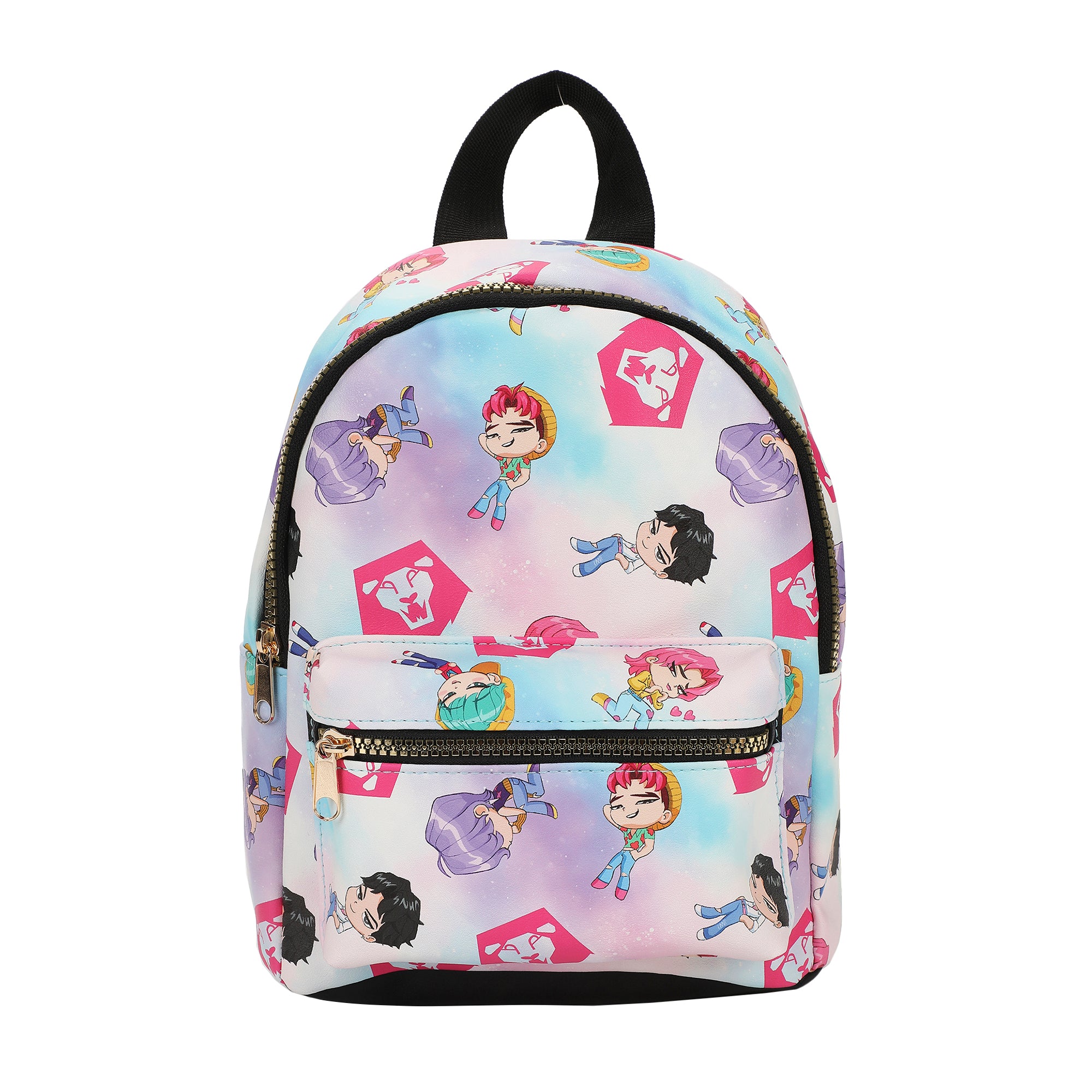 Bioworld KPop Demon Hunters Mini Backpack – Chibi Saja Print, Laptop Sleeve & Side Pockets For Daily
