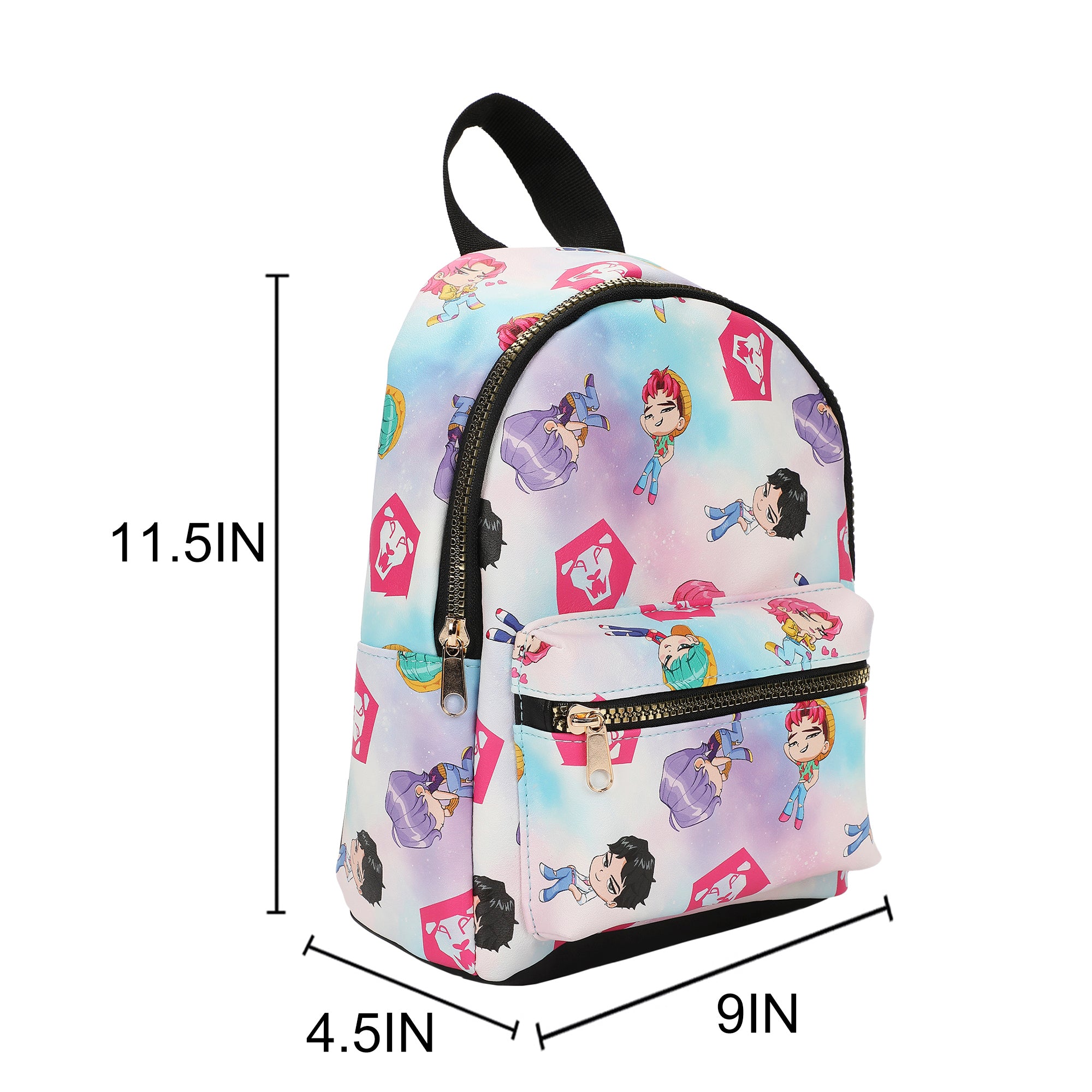 KPop Demon Hunters Chibi Saja Boys 9” Blue & Pink Mini Backpack