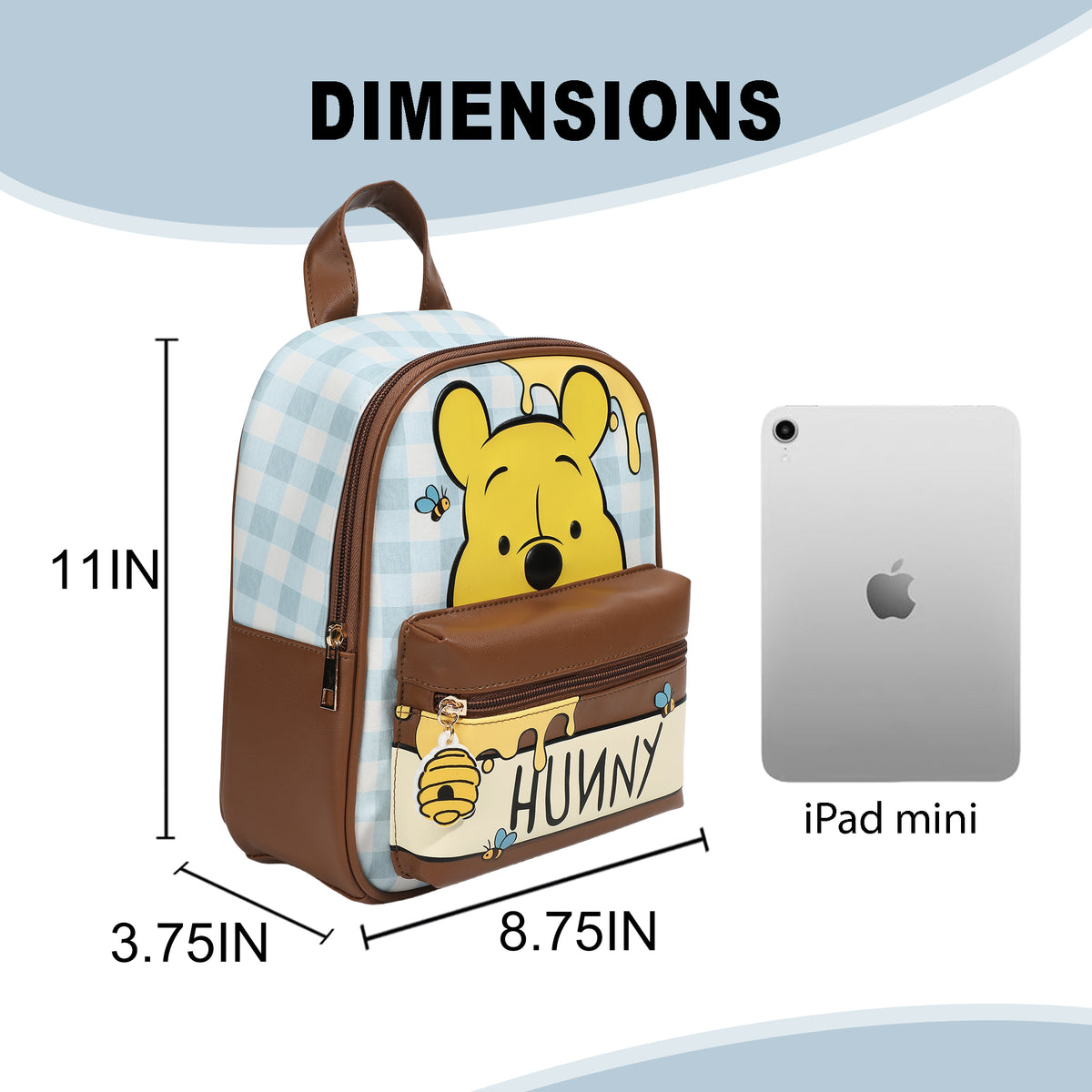 Winnie The Pooh Brown Mini Backpack, 10.04-Inch for Adults