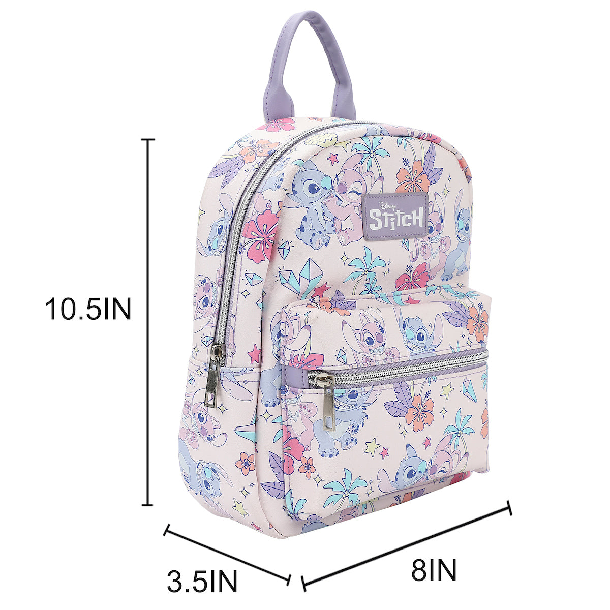 Disney Tropical Stitch And Angel Pink All-Over Print 11.5" Mini Backpack