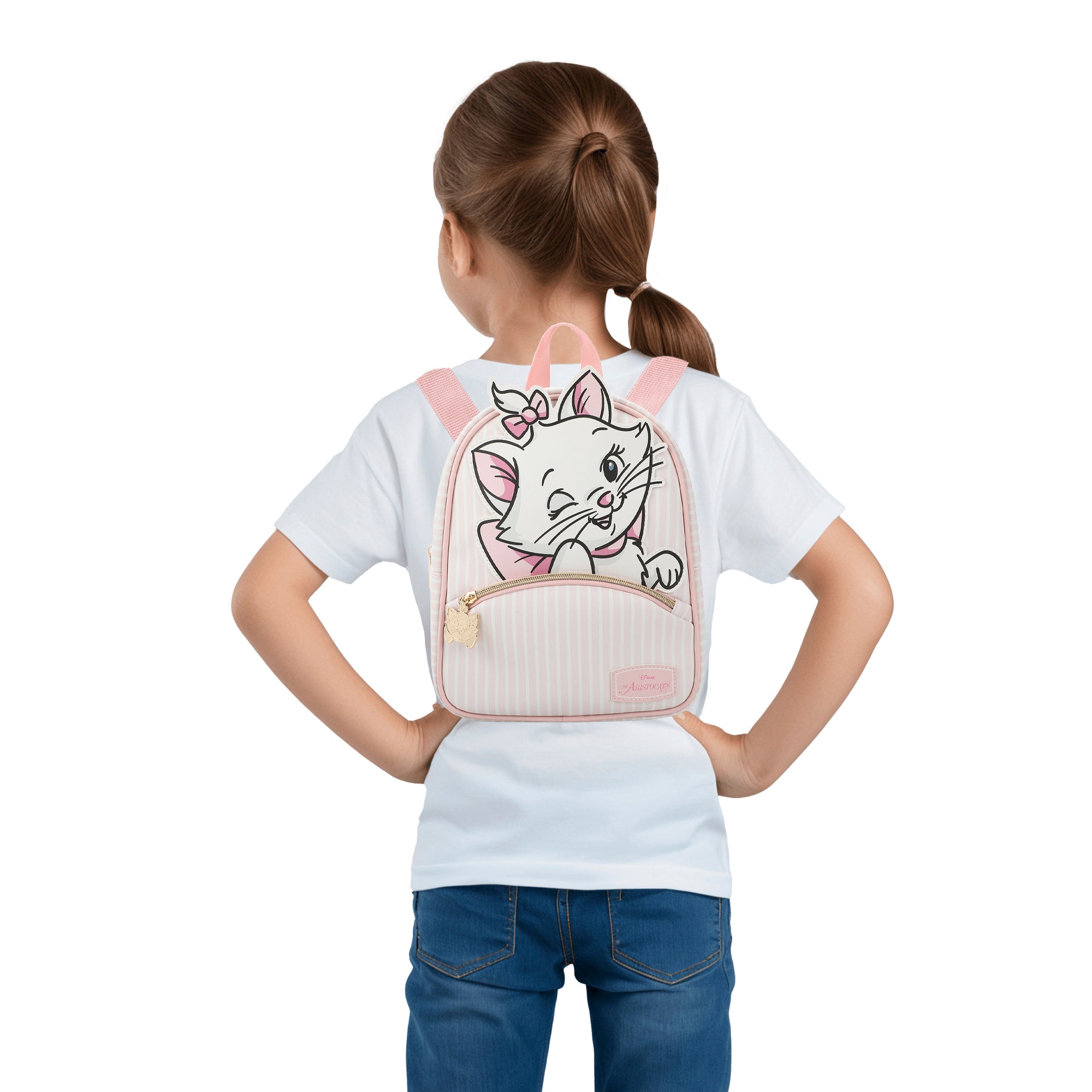 Disney Aristocats Marie Winking Pink & White 10.5" Mini PU Backpack