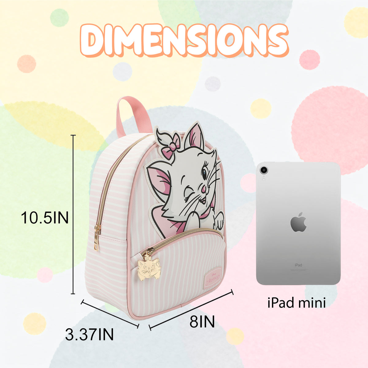 Disney Aristocats Marie Winking Pink & White 10.5" Mini PU Backpack