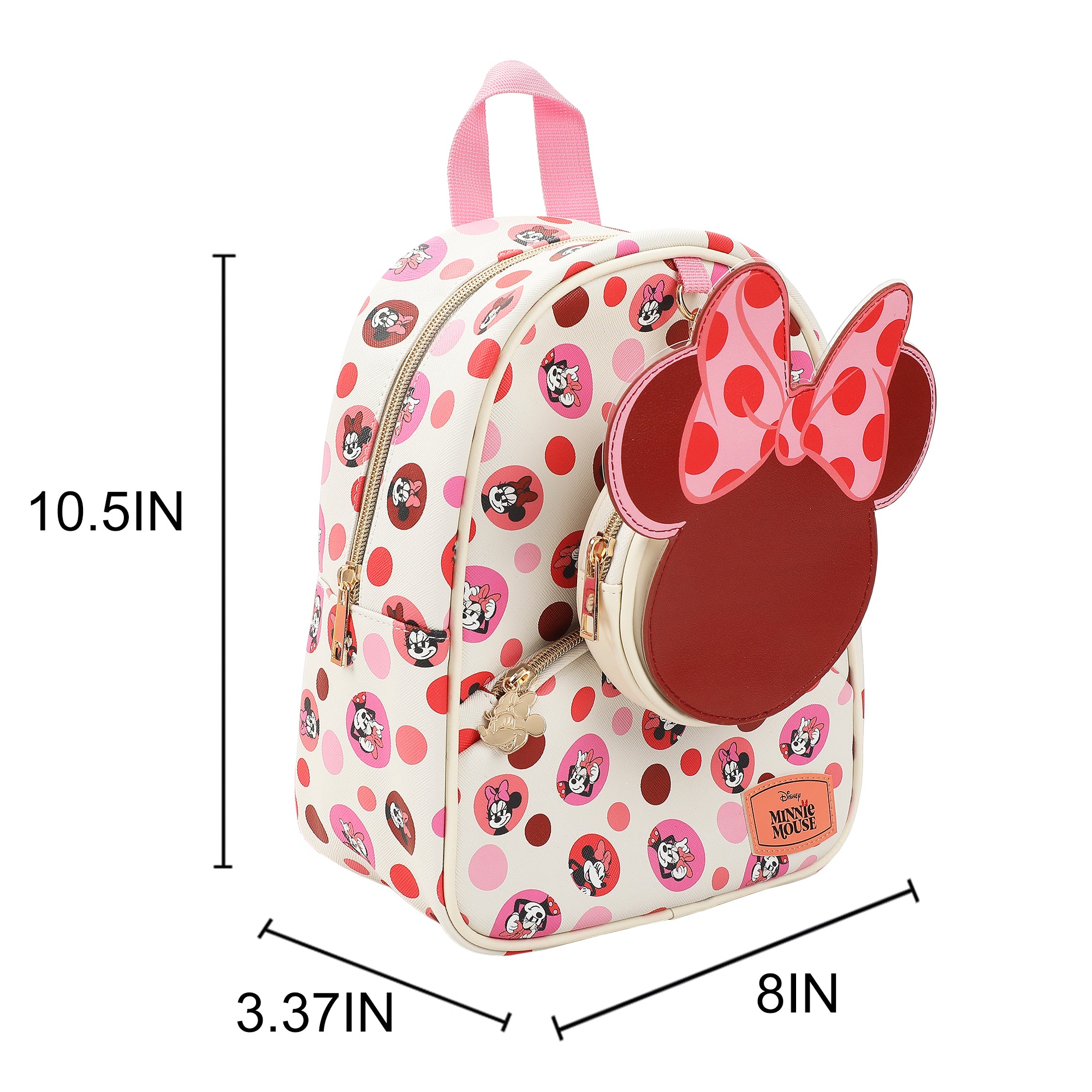 Disney Minnie Mouse Ears & Bow White 10.5" Mini PU Backpack for girls