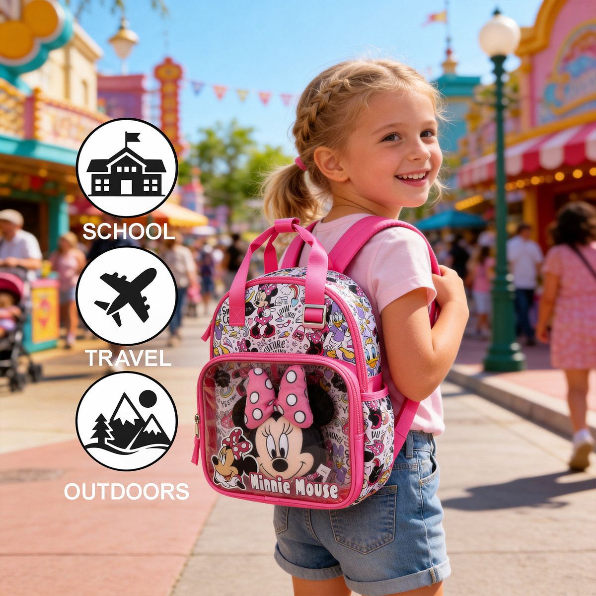 Minnie Mouse Mini 11" Backpack for Kids with Plush Keychain