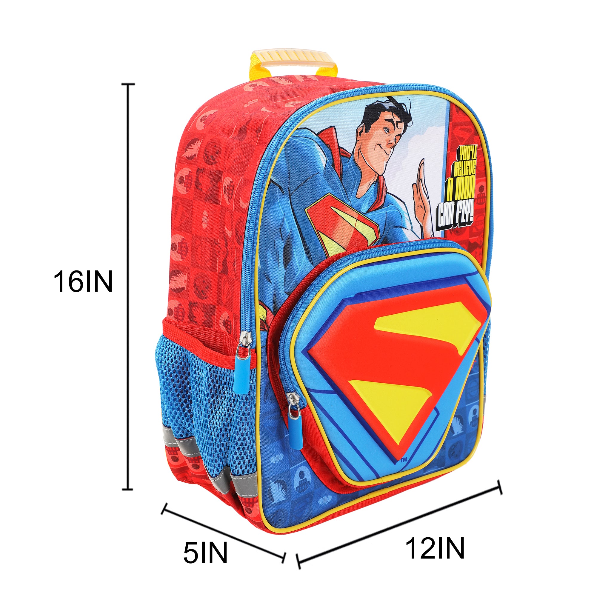 Superman Hero & Logo 14" Backpack for Toddler Boys