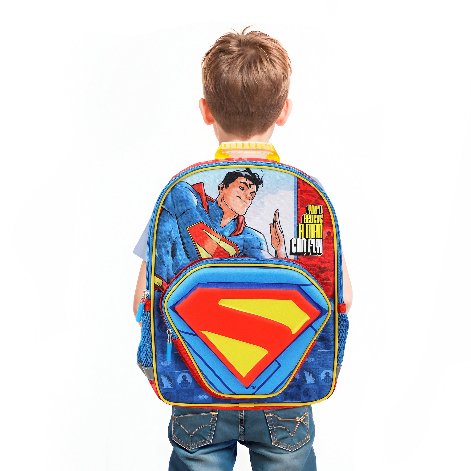 Superman Hero & Logo 14" Backpack for Toddler Boys