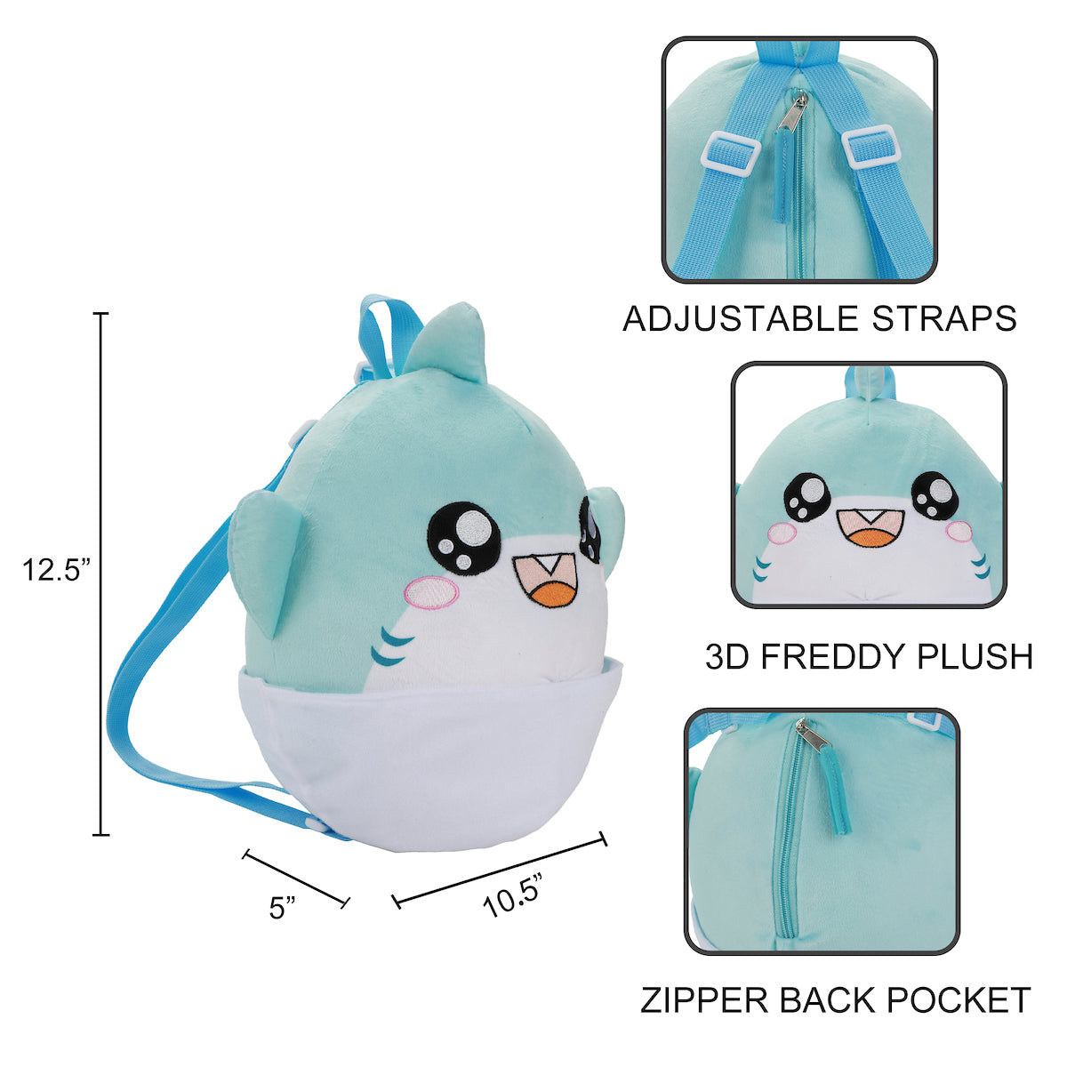 LankyBox Baby Thicc Shark 12.5" Plush Backpack