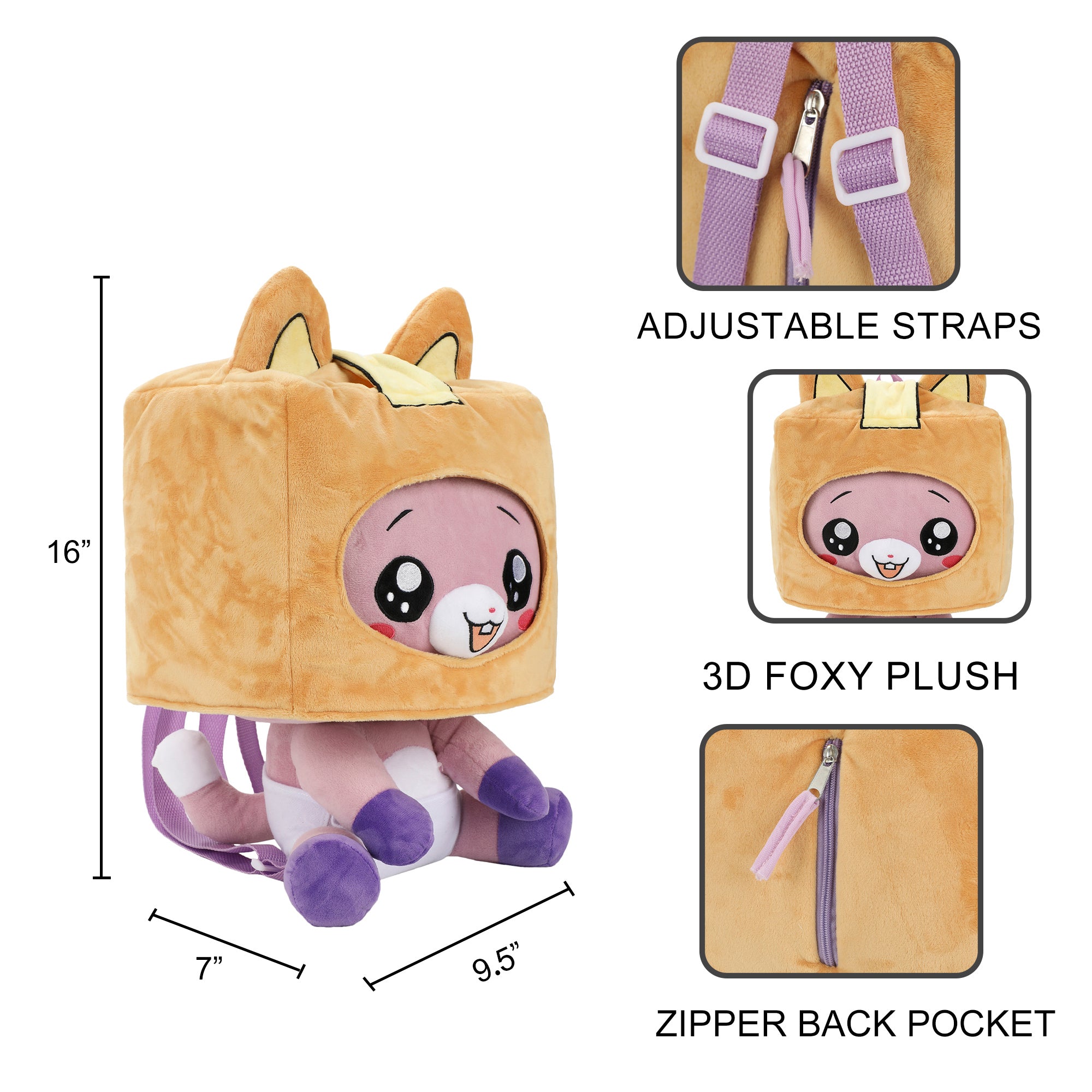 LankyBox Foxy 16" Plush Backpack