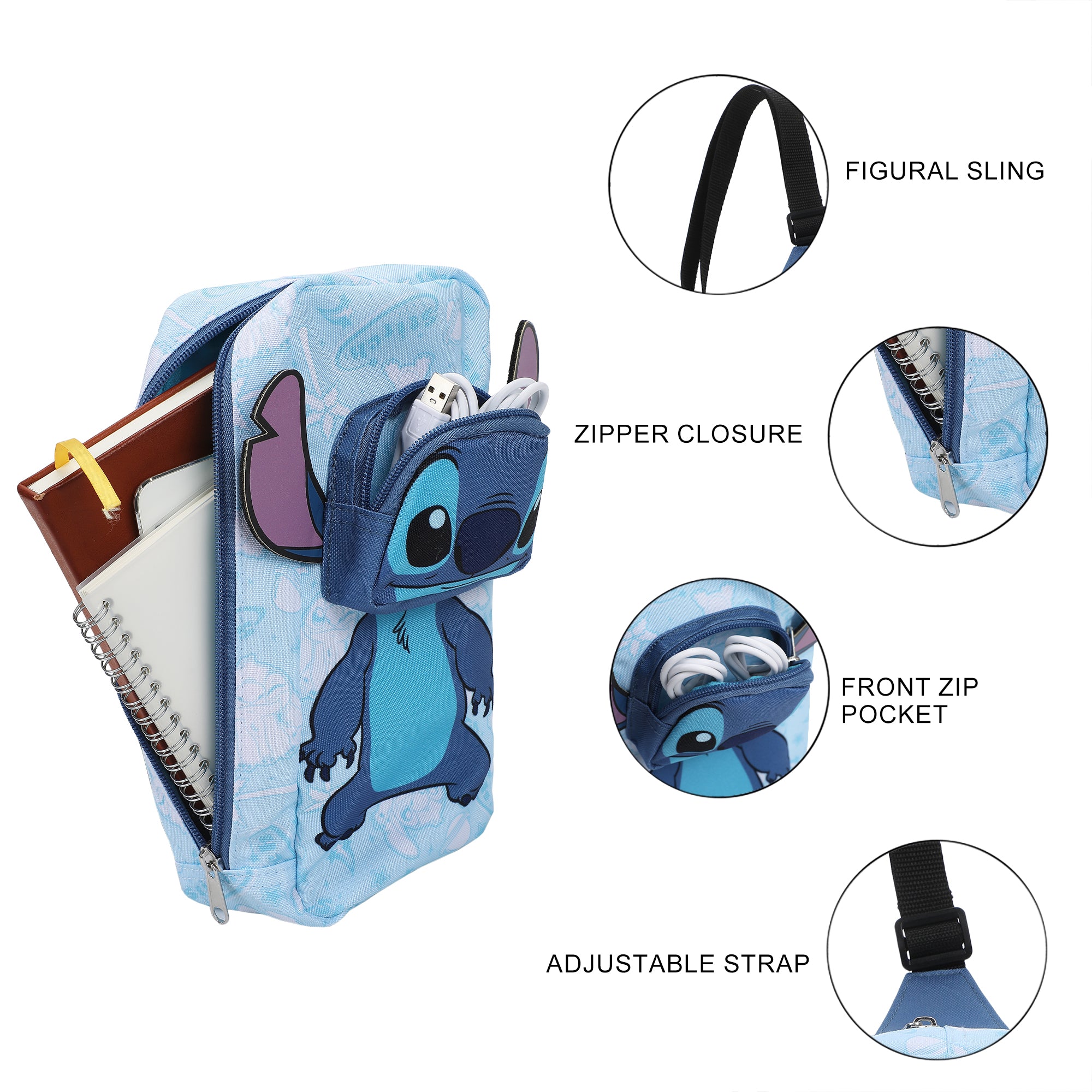 Disney's Lilo & Stitch Character Crossbody Sling Bag With Adjustable Strap