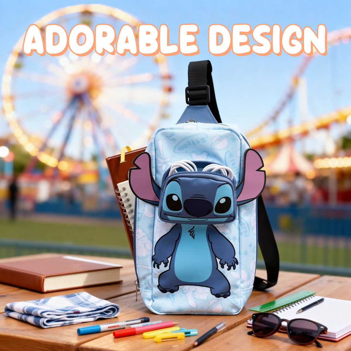 Disney's Lilo & Stitch Character Crossbody Sling Bag With Adjustable Strap