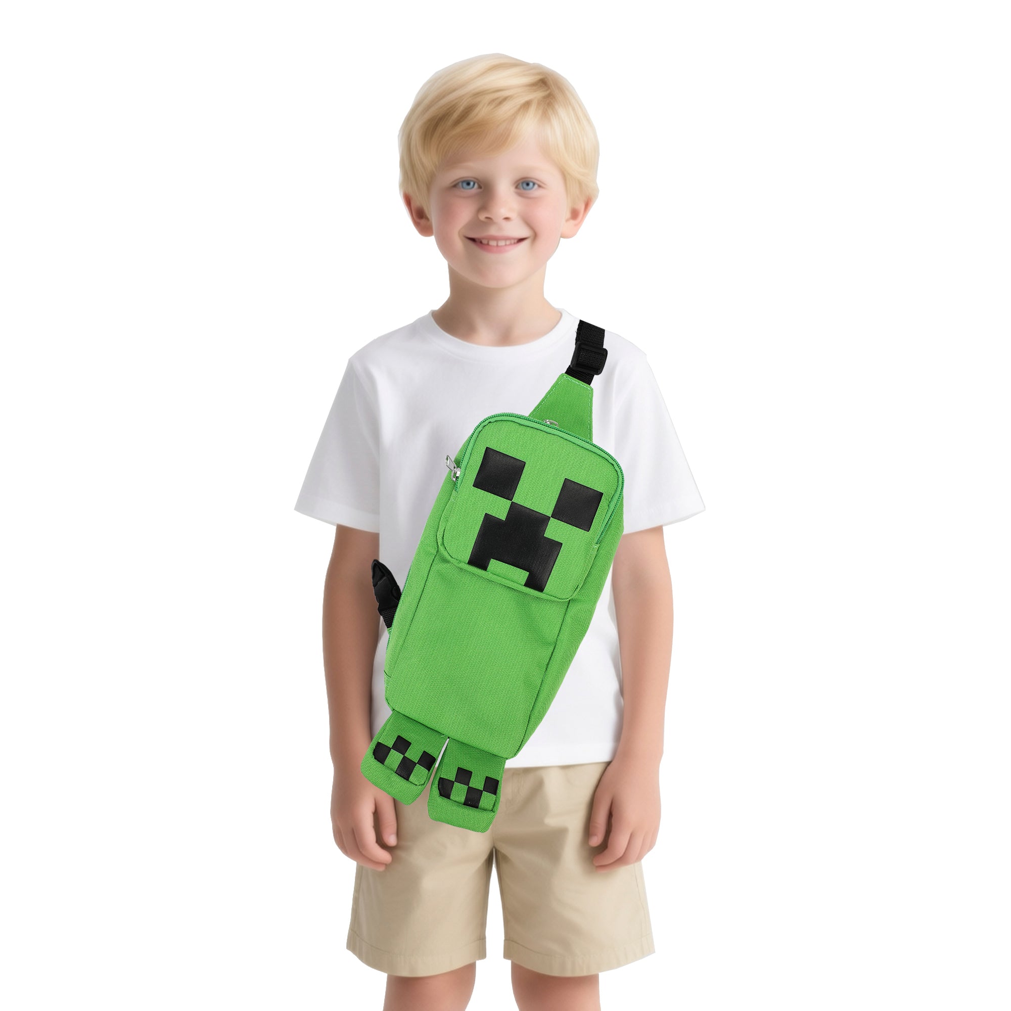 Minecraft Creeper 3D Character Crossbody Sling Bag With Adjustable Strap