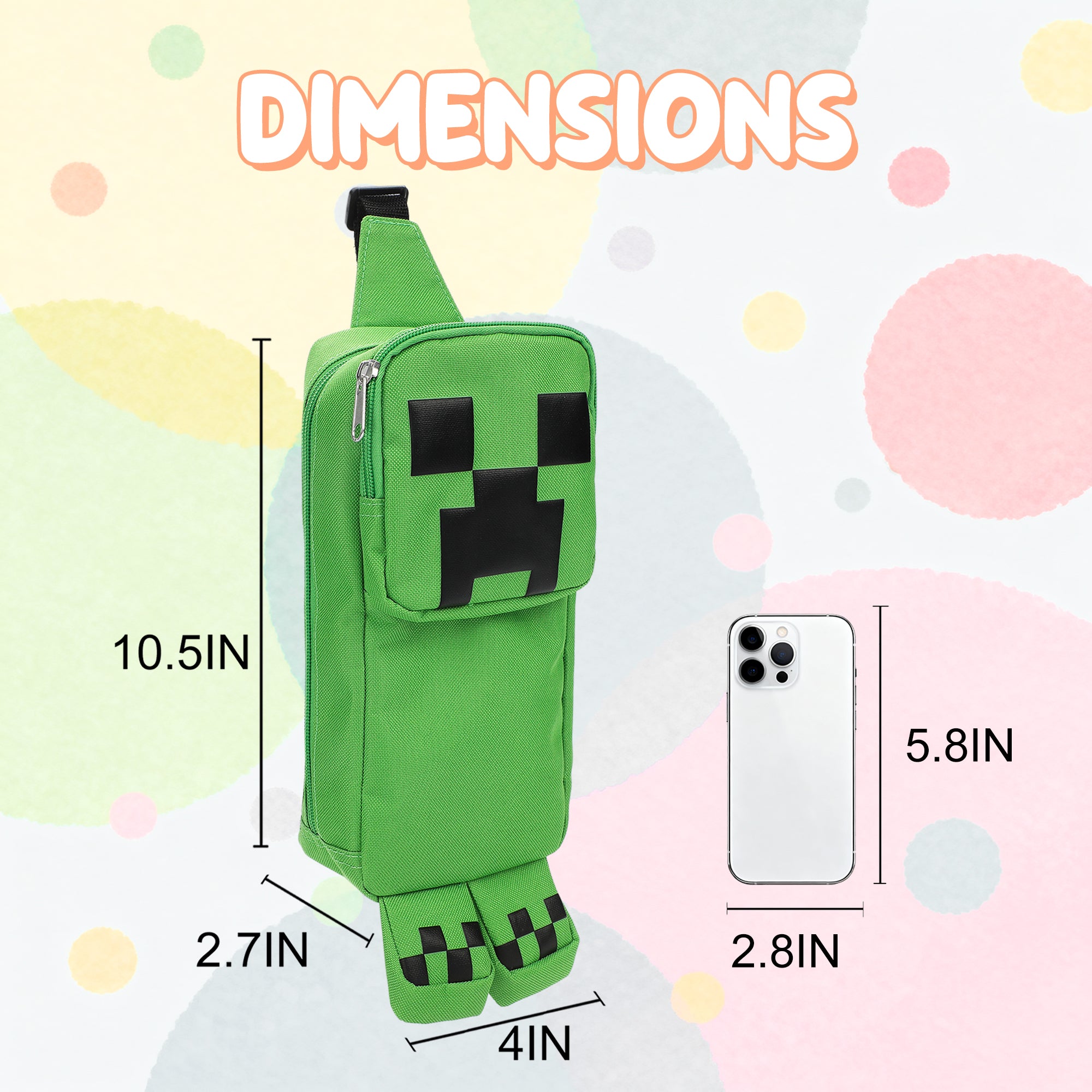 Minecraft Creeper 3D Character Crossbody Sling Bag With Adjustable Strap
