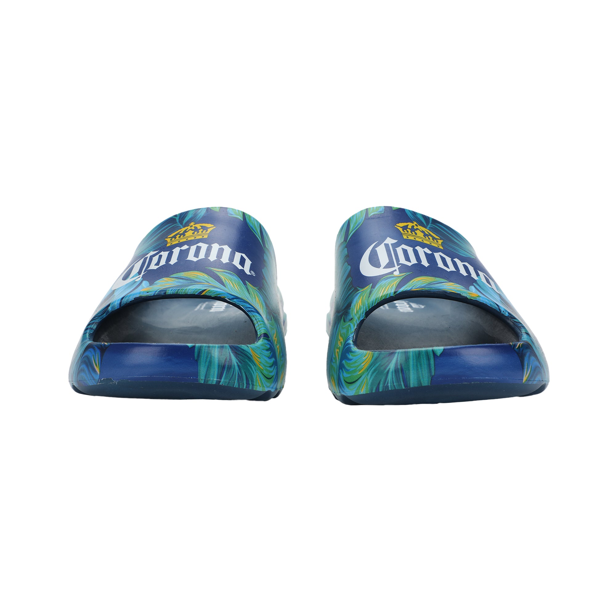 Corona Palm Leaf Logos Men's Blue Single Molded Slide Sandals