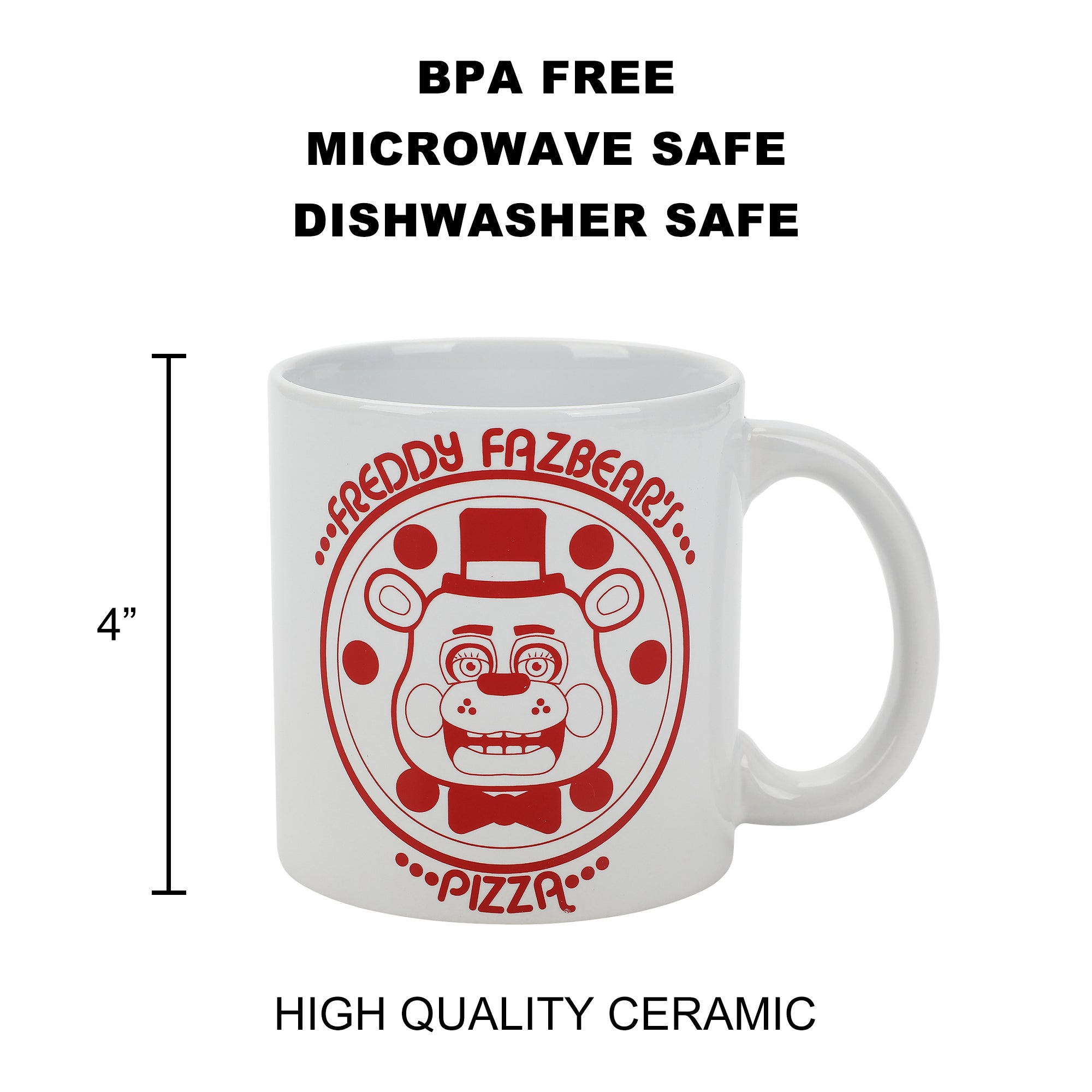 Five Nights At Freddy's Freddy Fazbear's Pizza Let's Eat White 16 Oz Ceramic Mug