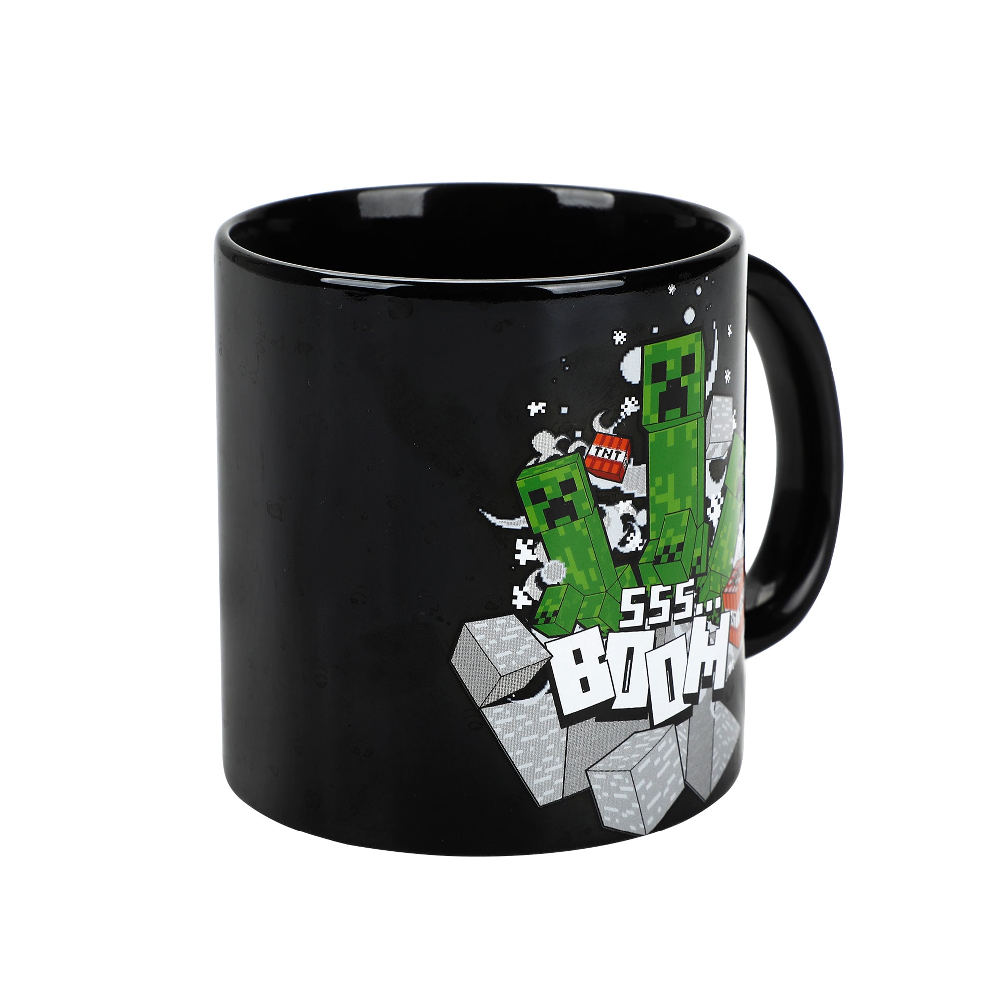 Minecraft Creeper Boom 16 Oz Black Ceramic Mug