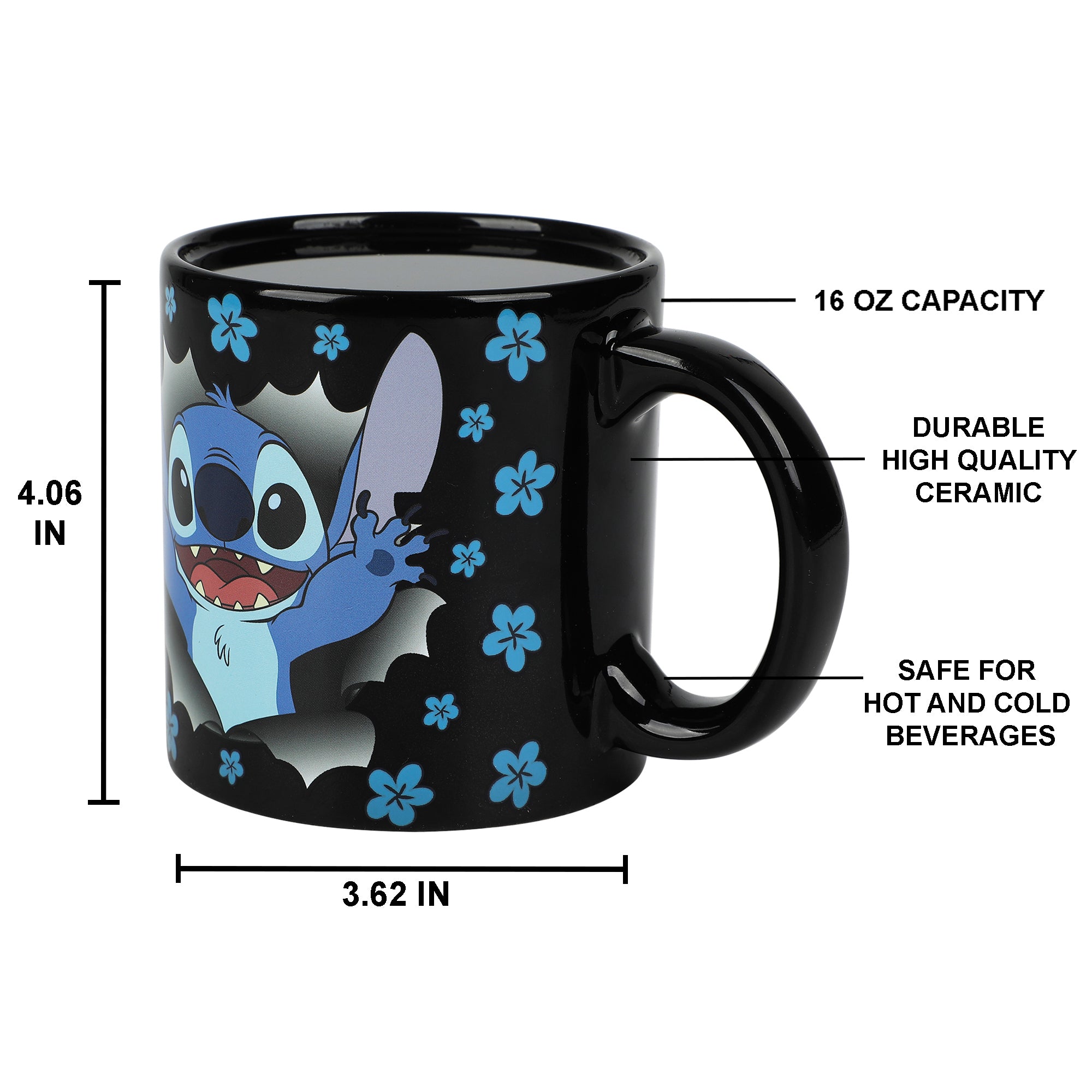 Disney Stitch Breaking Barrier 16 Oz Heat-Reactive Black Ceramic Mug