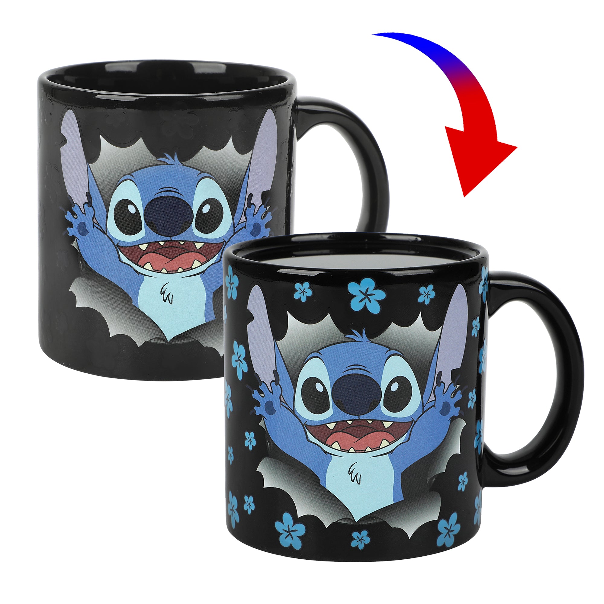 Disney Stitch Breaking Barrier 16 Oz Heat-Reactive Black Ceramic Mug