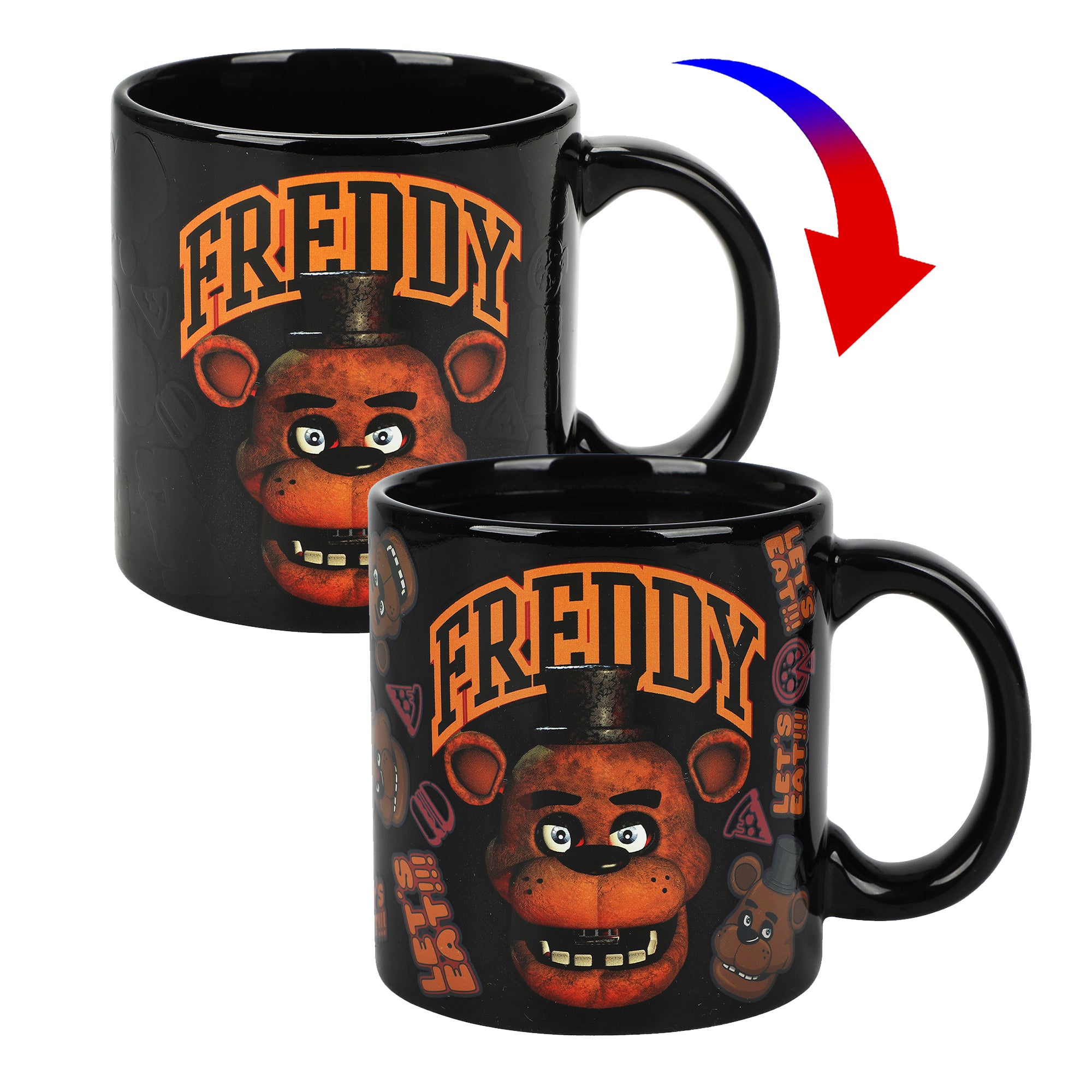 Five Nights At Freddy's Let's Eat 16 Oz Heat-Reactive Black Ceramic Mug