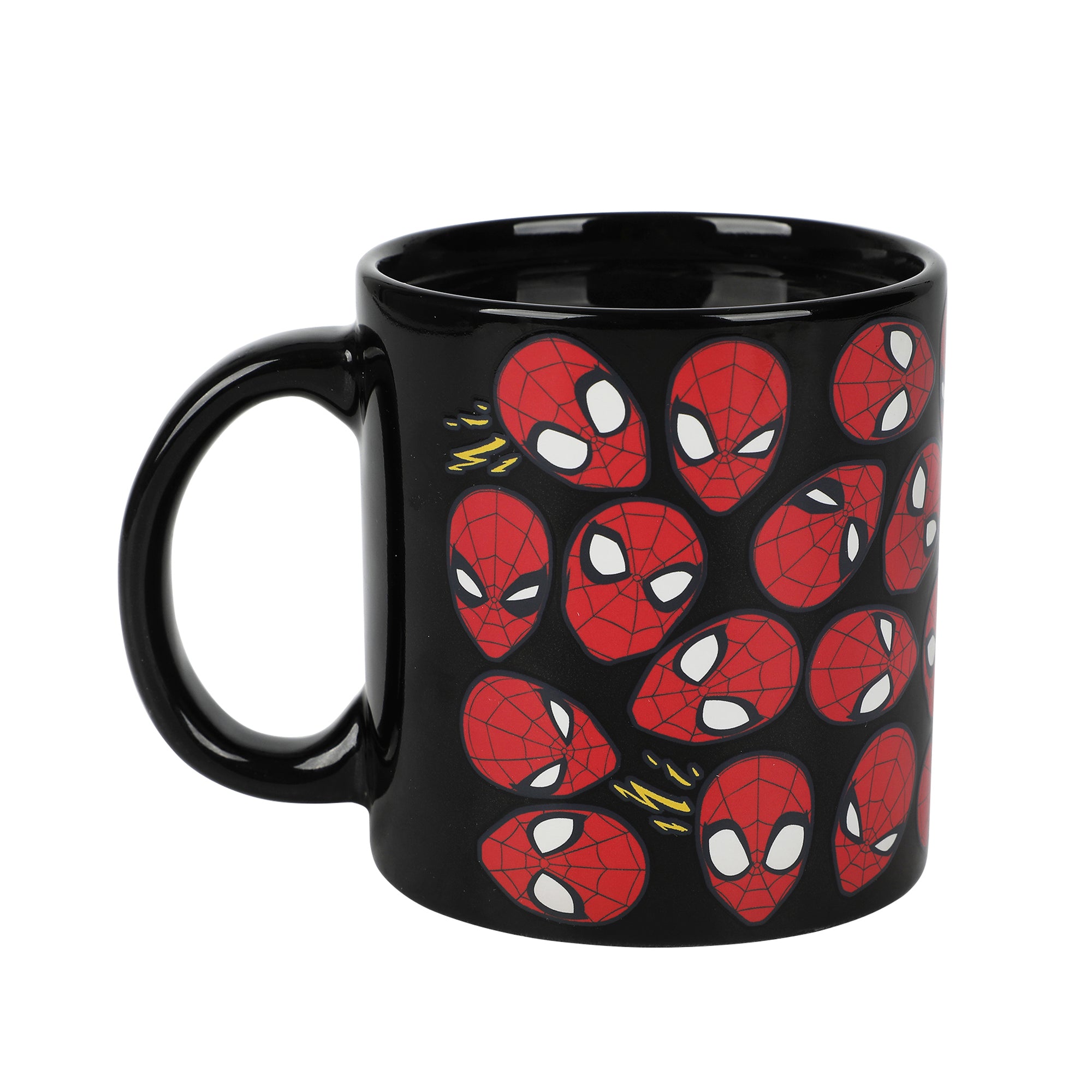 Spider-Man Mask 16 Oz Heat-Reactive Black Ceramic Mug
