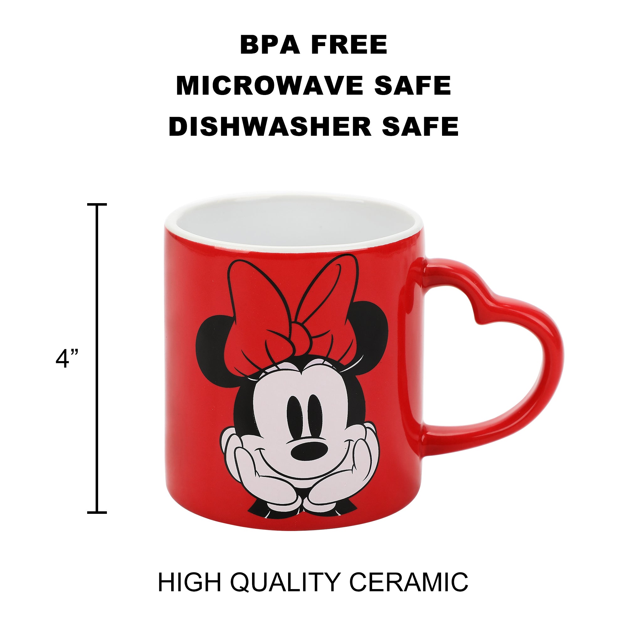 Disney Minnie Mouse Signature Red 16 Oz Sculpted Ceramic Mug