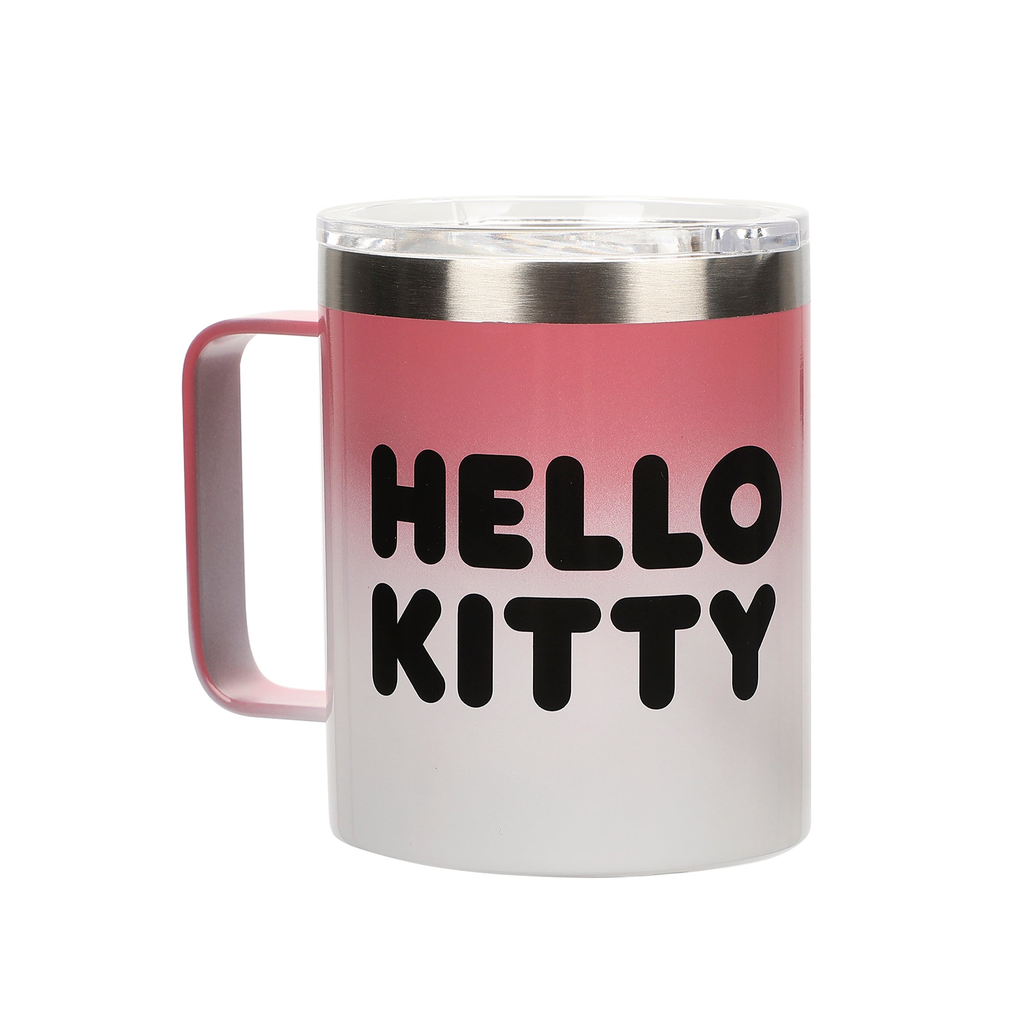 Hello Kitty Text and Character 14oz Vacuum Sealed Stainless Steel Coffee Mug