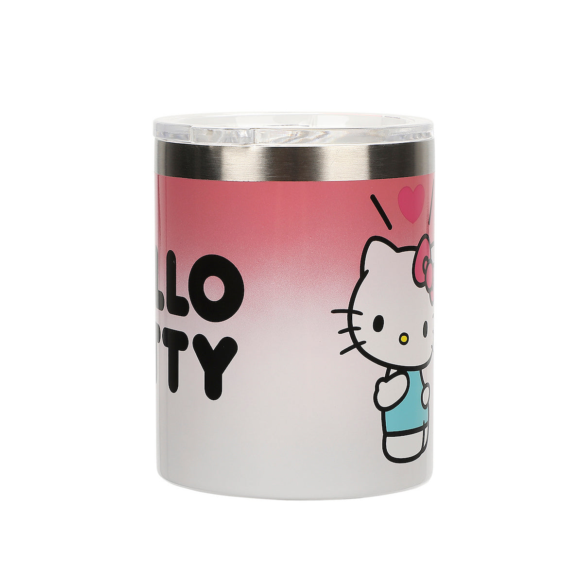 Hello Kitty Text and Character 14oz Vacuum Sealed Stainless Steel Coffee Mug
