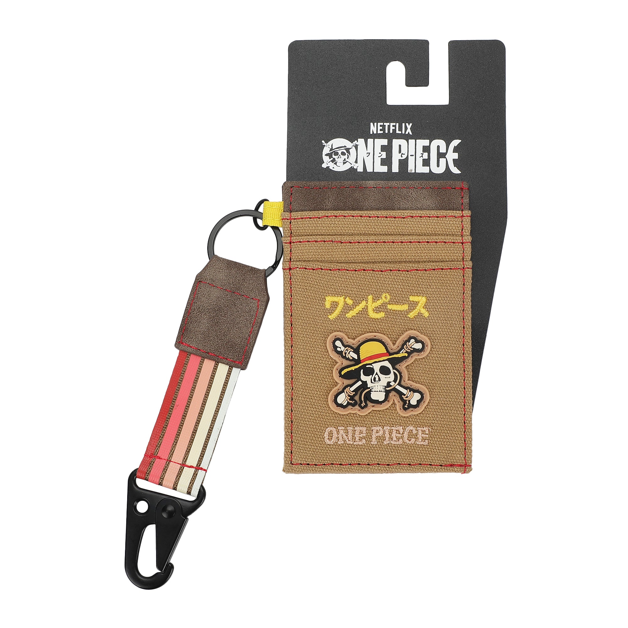 One Piece Live Action Straw Hat Pirates Kanji Logo Brown 4" ID Card Wallet