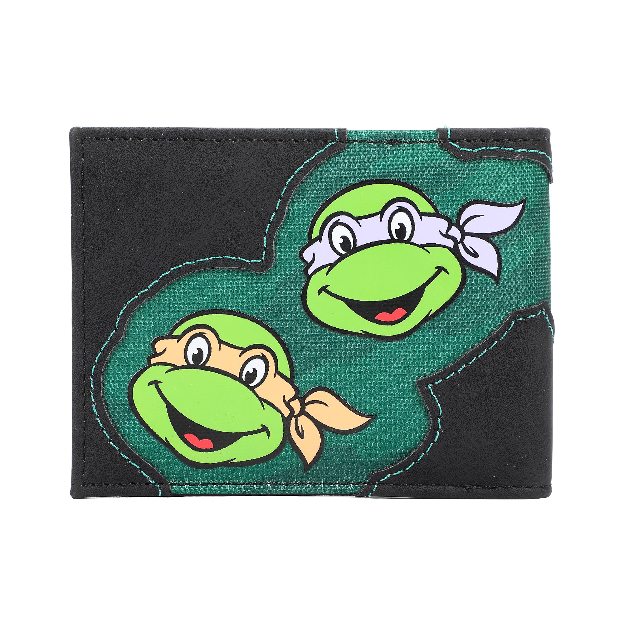 Teenage Mutant Ninja Turtles Character Faces 3.5” Black Bifold Card Wallet