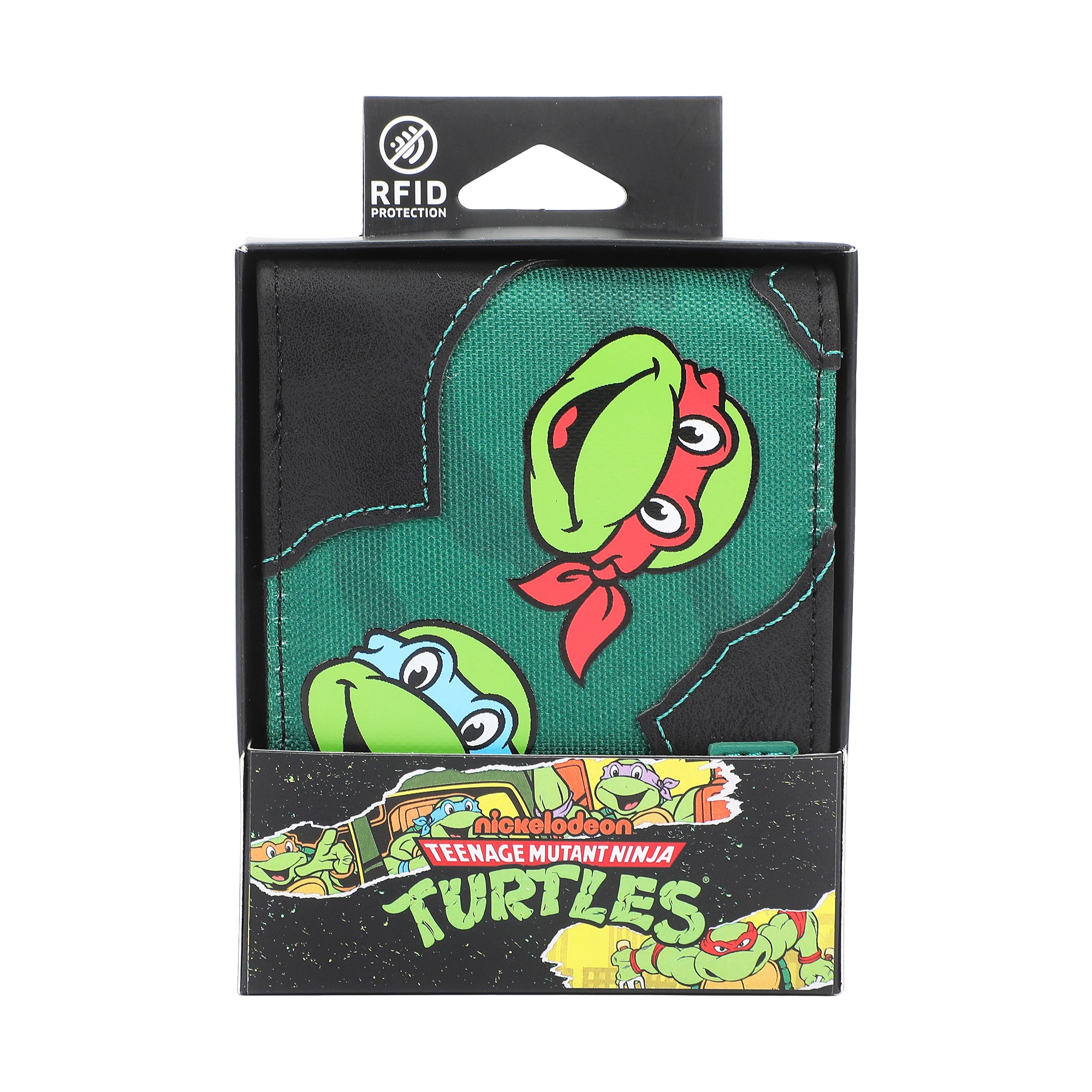 Teenage Mutant Ninja Turtles Character Faces 3.5” Black Bifold Card Wallet