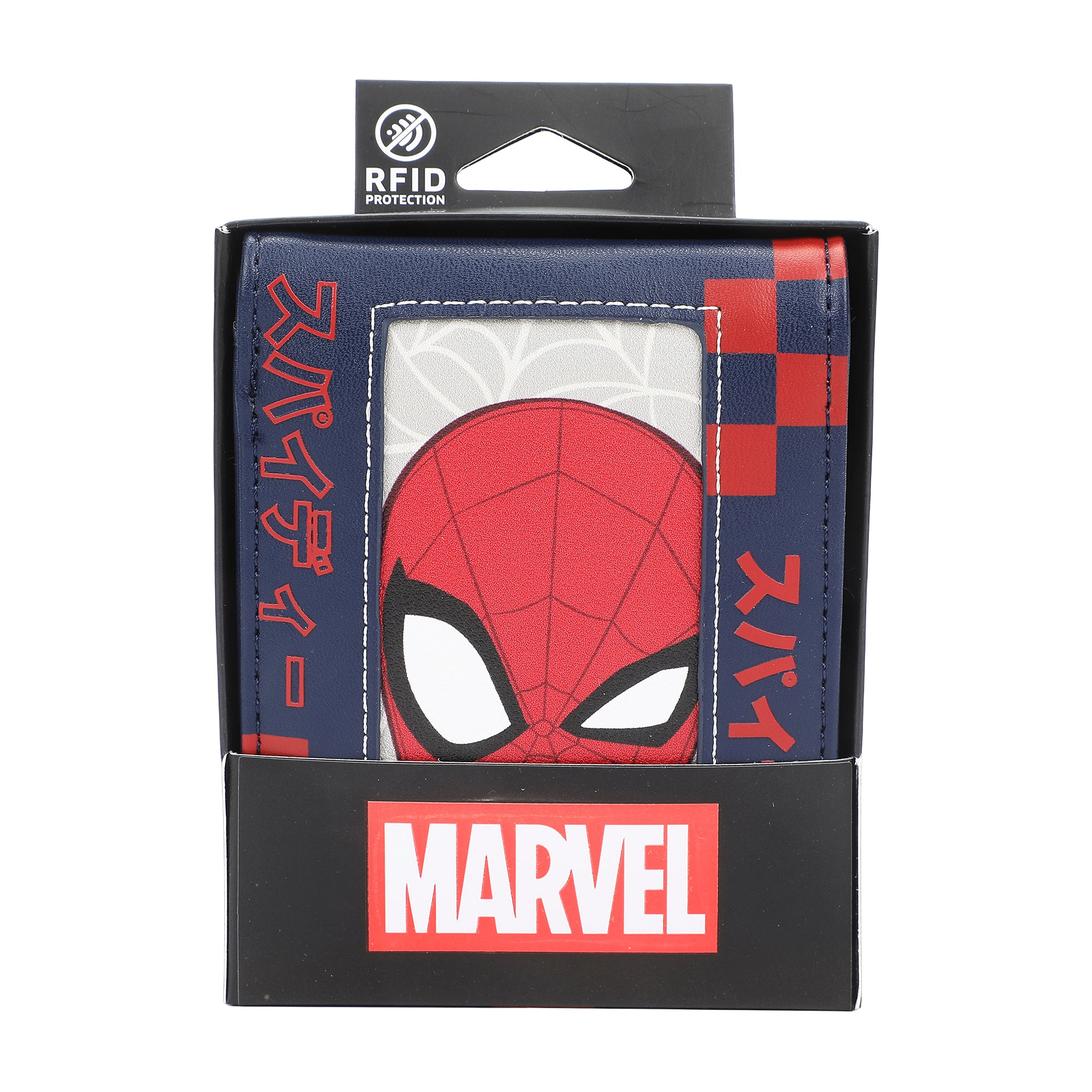 Spider-Man Classic Spidey & Kanji 3.5” Black Bifold Card Wallet